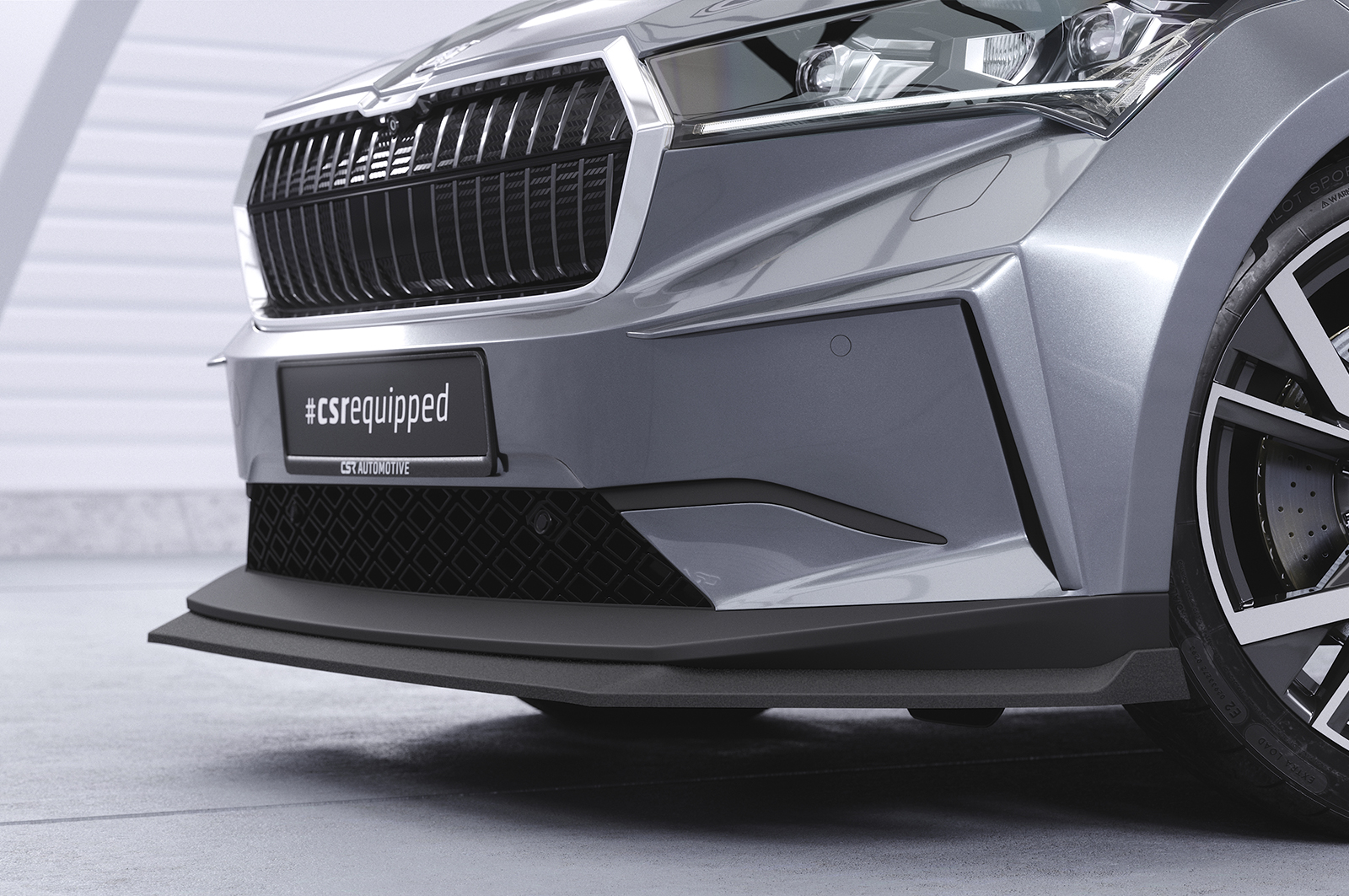 Lame de parechoc avant pour Skoda Enyaq iV toutes carrosseries (depuis 2020) - Fabriqué en ABS (6 finitions au choix)