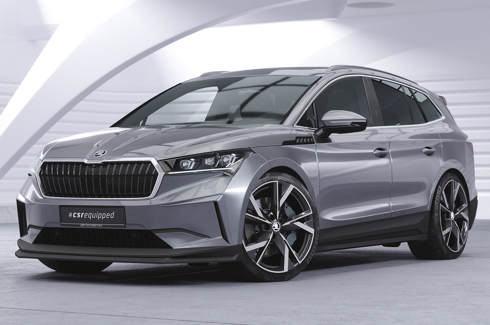 Lame de parechoc avant pour Skoda Enyaq iV toutes carrosseries (depuis 2020) - Fabriqué en ABS (6 finitions au choix)