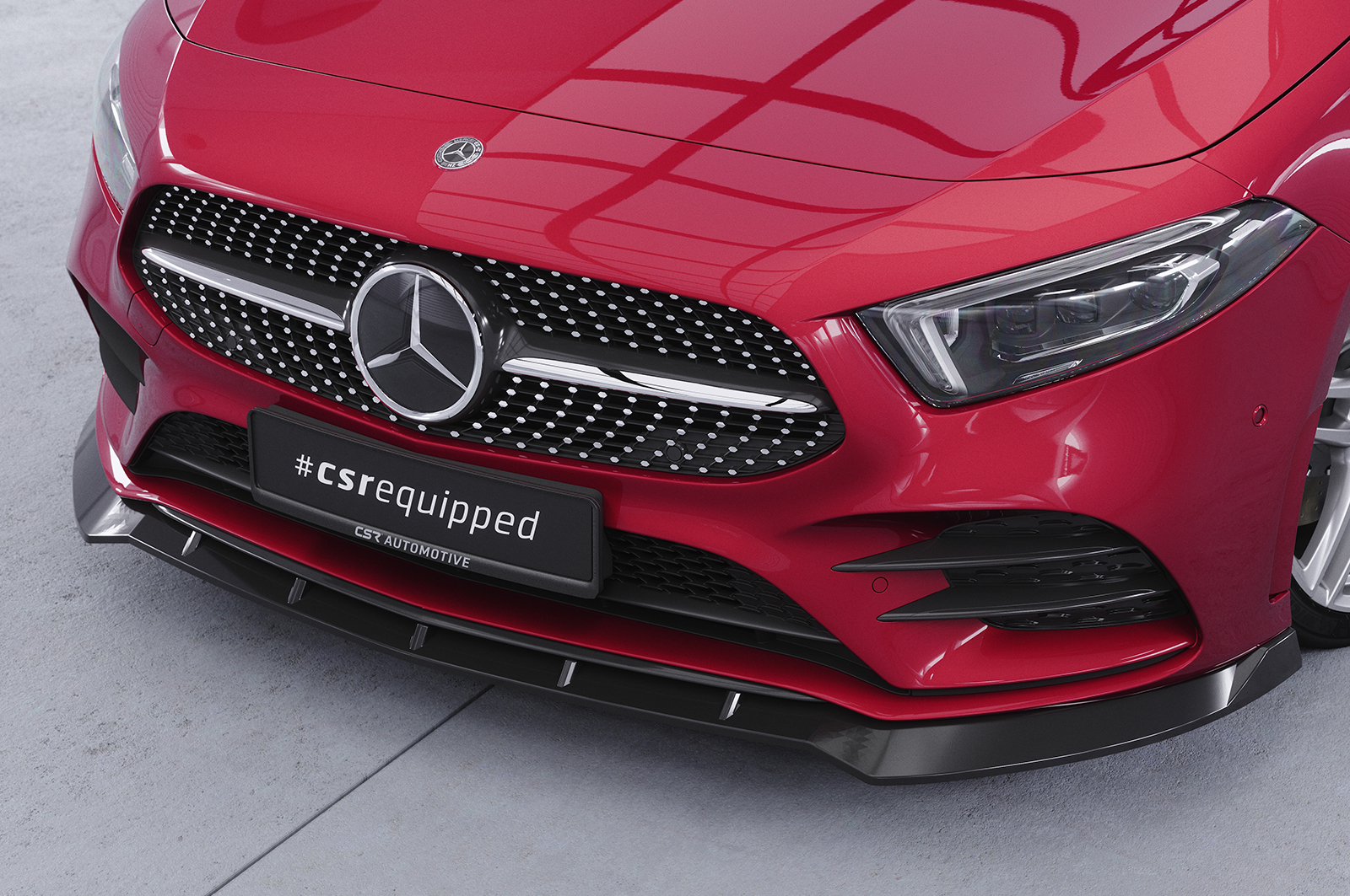Lame de parechoc avant pour Mercedes-Benz Classe A W177 AMG-Line / A35 AMG (depuis 2018) - Fabriqué en ABS (6 finitions au choix)