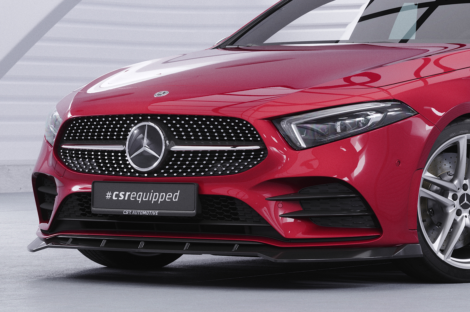 Lame de parechoc avant pour Mercedes-Benz Classe A W177 AMG-Line / A35 AMG (depuis 2018) - Fabriqué en ABS (6 finitions au choix)