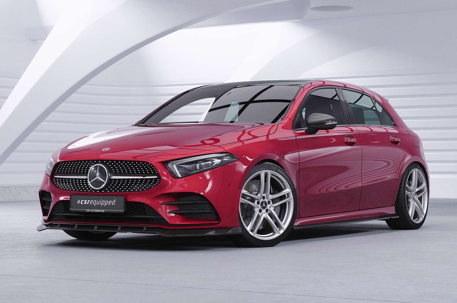 Lame de parechoc avant pour Mercedes-Benz Classe A W177 AMG-Line / A35 AMG (depuis 2018) - Fabriqué en ABS (6 finitions au choix)