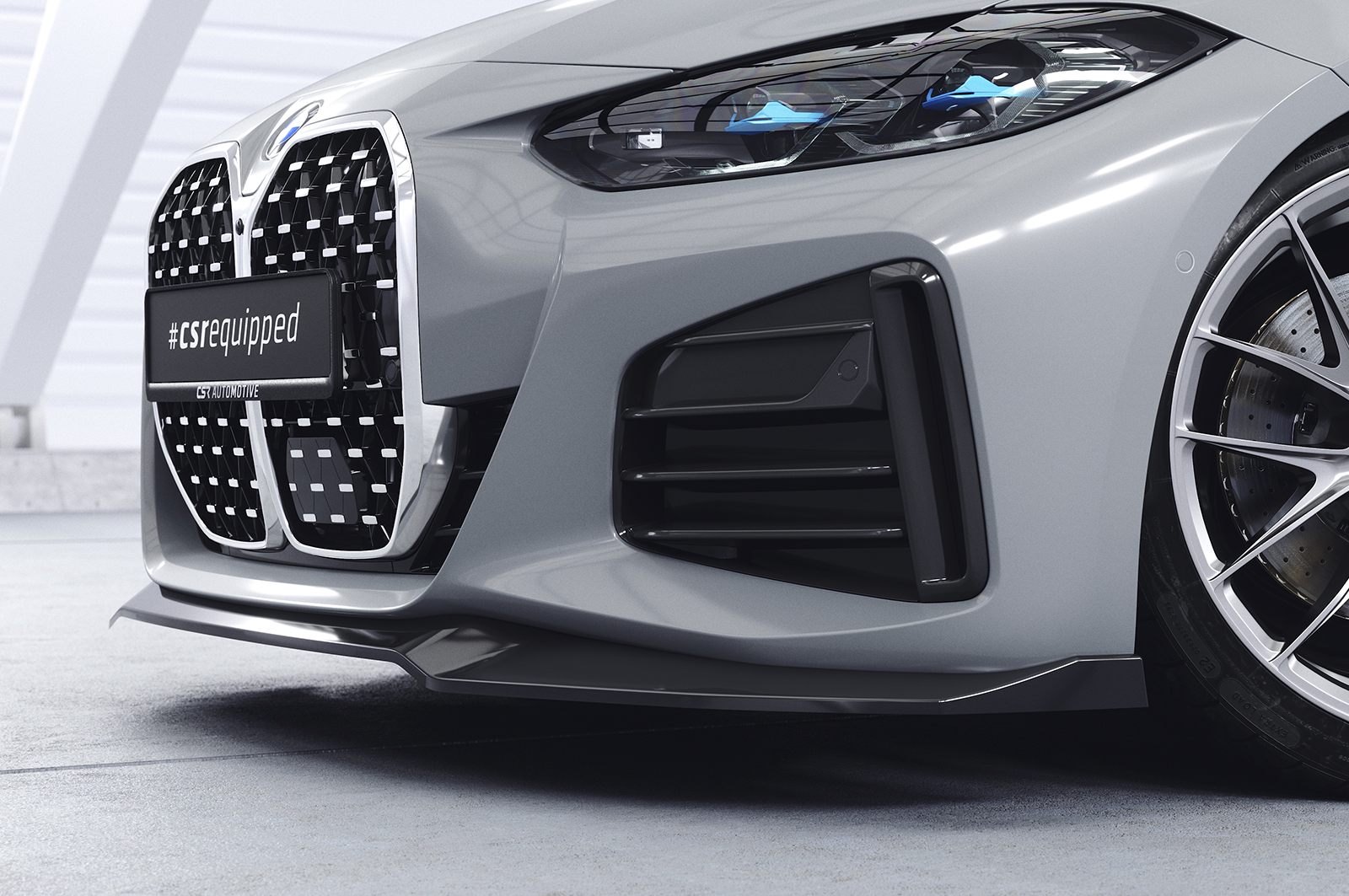 Lame de parechoc avant pour BMW Série 4 (G26) / i4 Gran coupé Pack M / sowie M50 et M440i (depuis 2020) - Fabriqué en ABS (6 finitions au choix)
