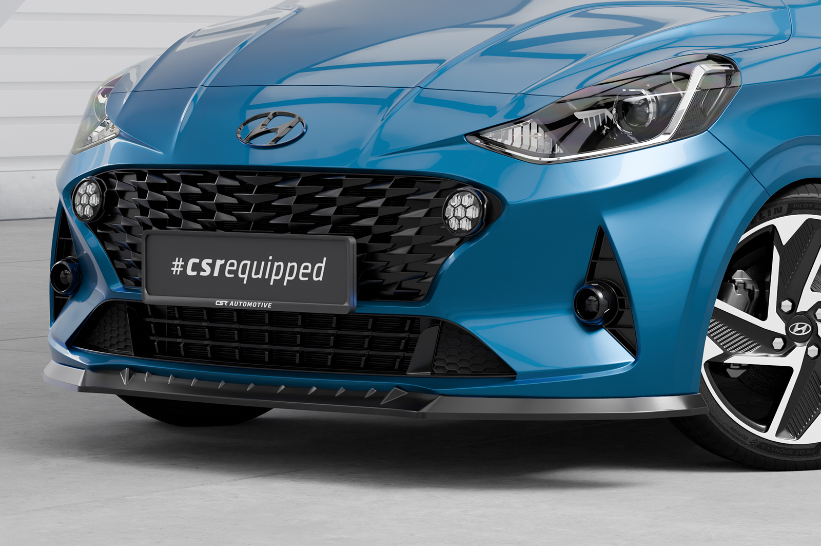 Lame de parechoc avant pour Hyundai I10 (3. Gen) toutes carrosseries (depuis 2019) - Fabriqué en ABS (6 finitions au choix)