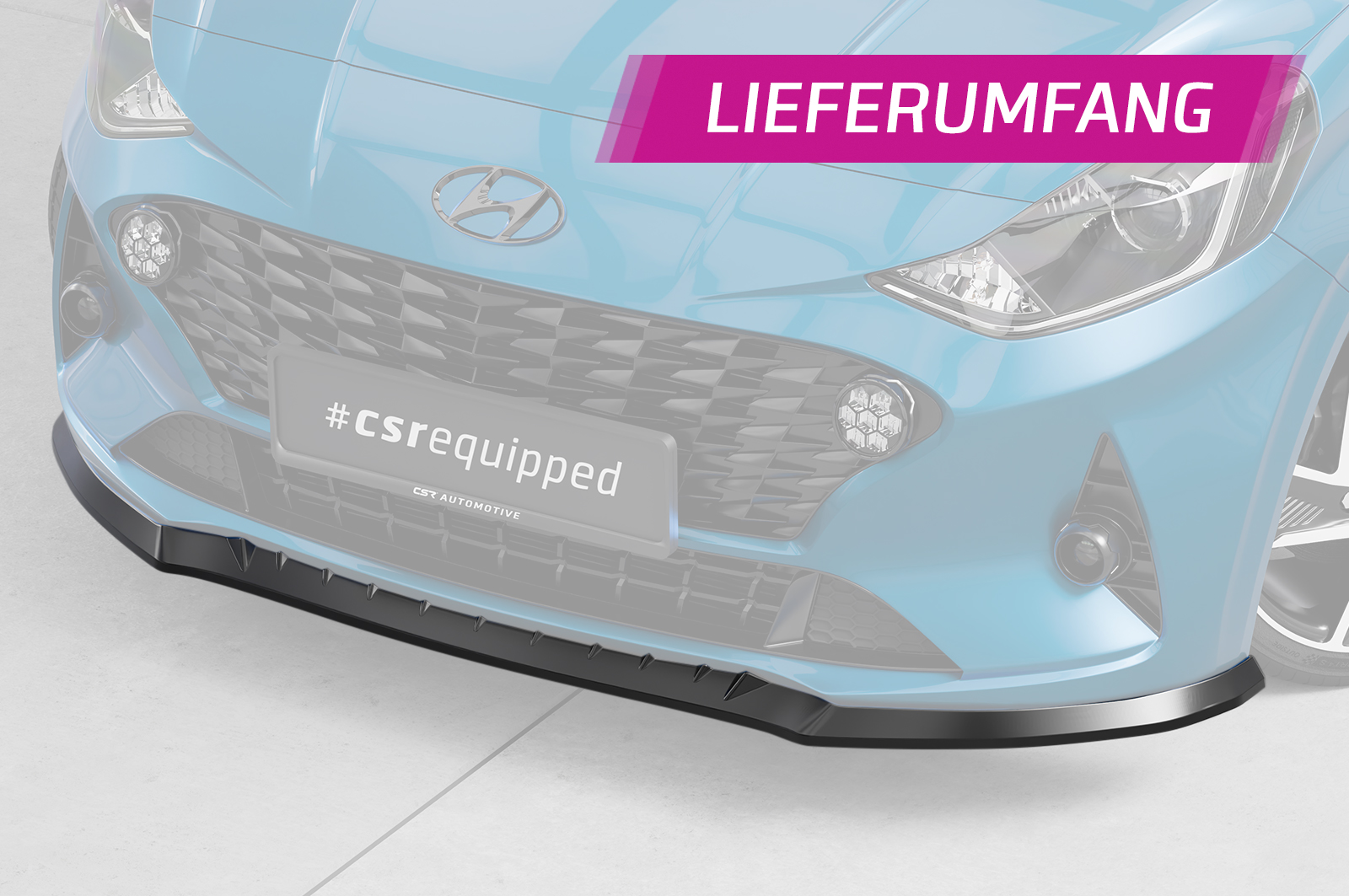 Lame de parechoc avant pour Hyundai I10 (3. Gen) toutes carrosseries (depuis 2019) - Fabriqué en ABS (6 finitions au choix)
