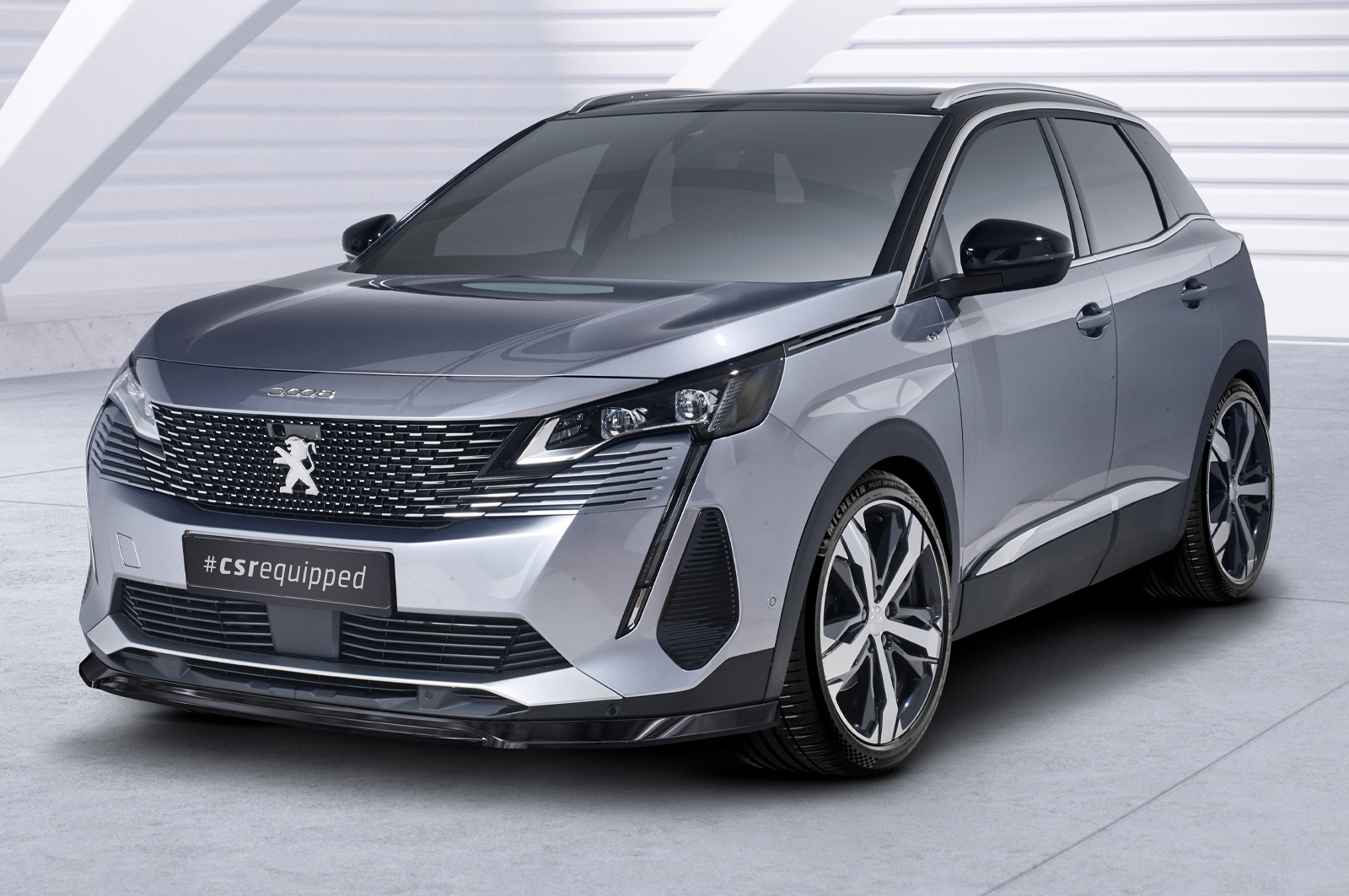 Lame de parechoc avant pour Peugeot 3008 (2. Gen) toutes carrosseries (facelift) (depuis 2020) - Fabriqué en ABS (6 finitions au choix)