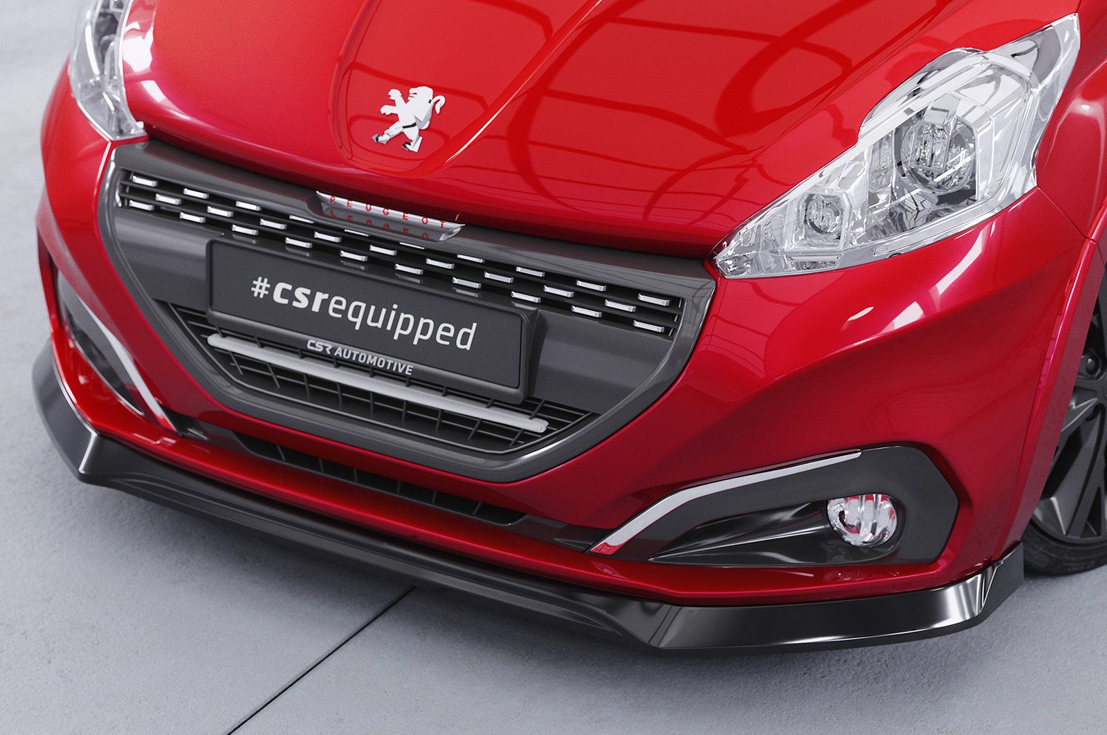 Lame de parechoc avant pour Peugeot 208 GTi (facelift) (10/2014-04/2018) - Fabriqué en ABS (6 finitions au choix)