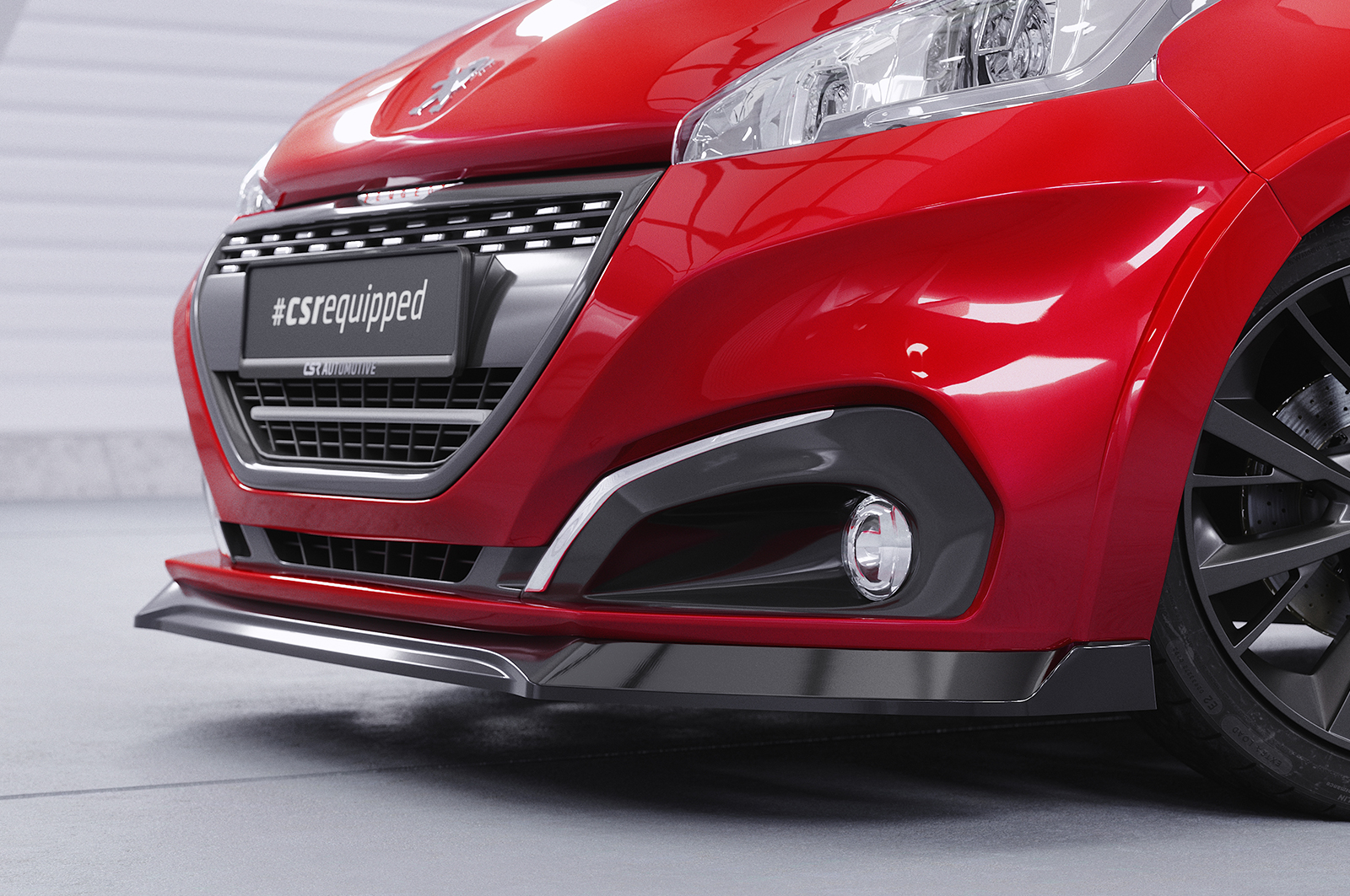 Lame de parechoc avant pour Peugeot 208 GTi (facelift) (10/2014-04/2018) - Fabriqué en ABS (6 finitions au choix)