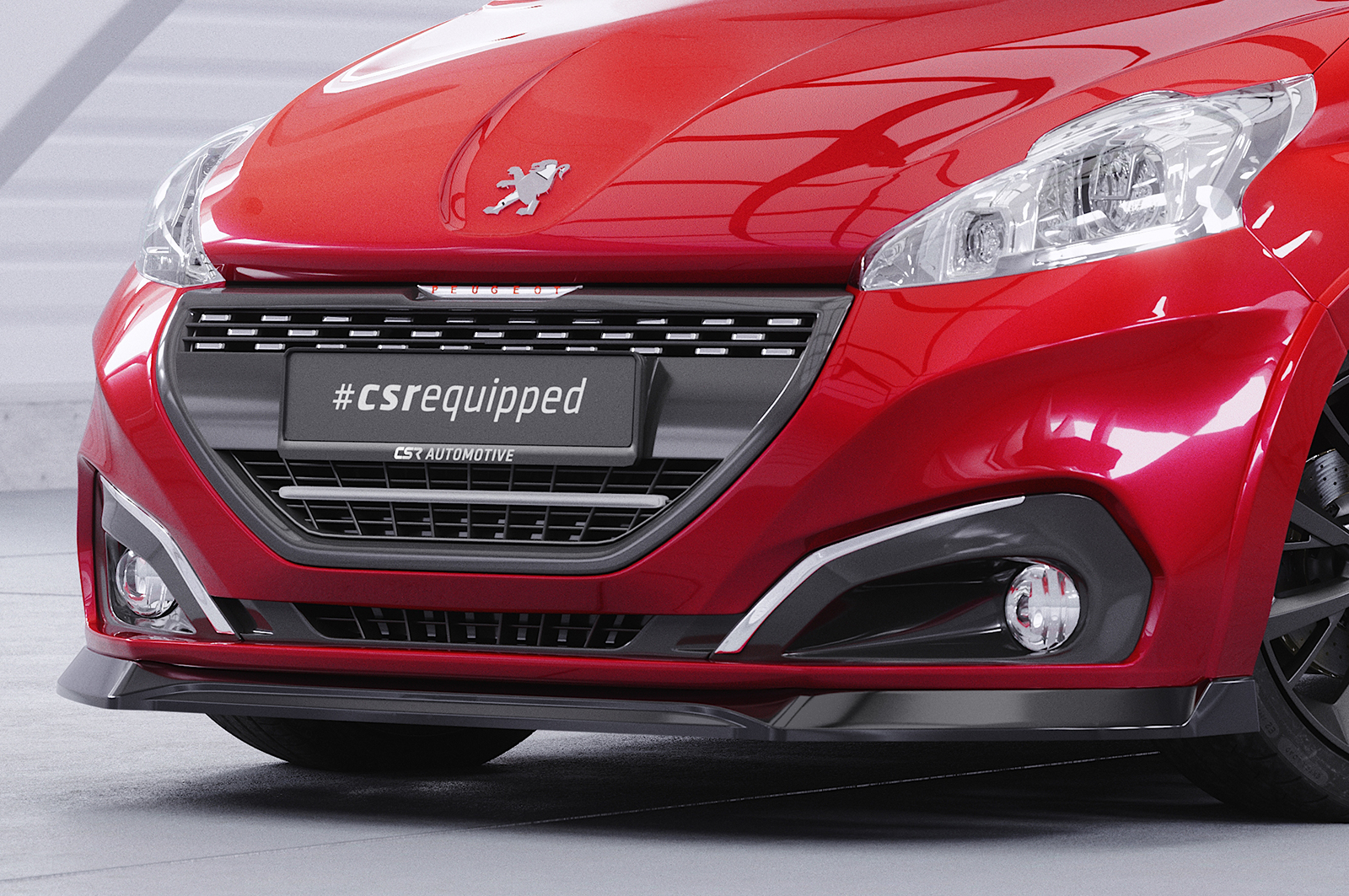 Lame de parechoc avant pour Peugeot 208 GTi (facelift) (10/2014-04/2018) - Fabriqué en ABS (6 finitions au choix)
