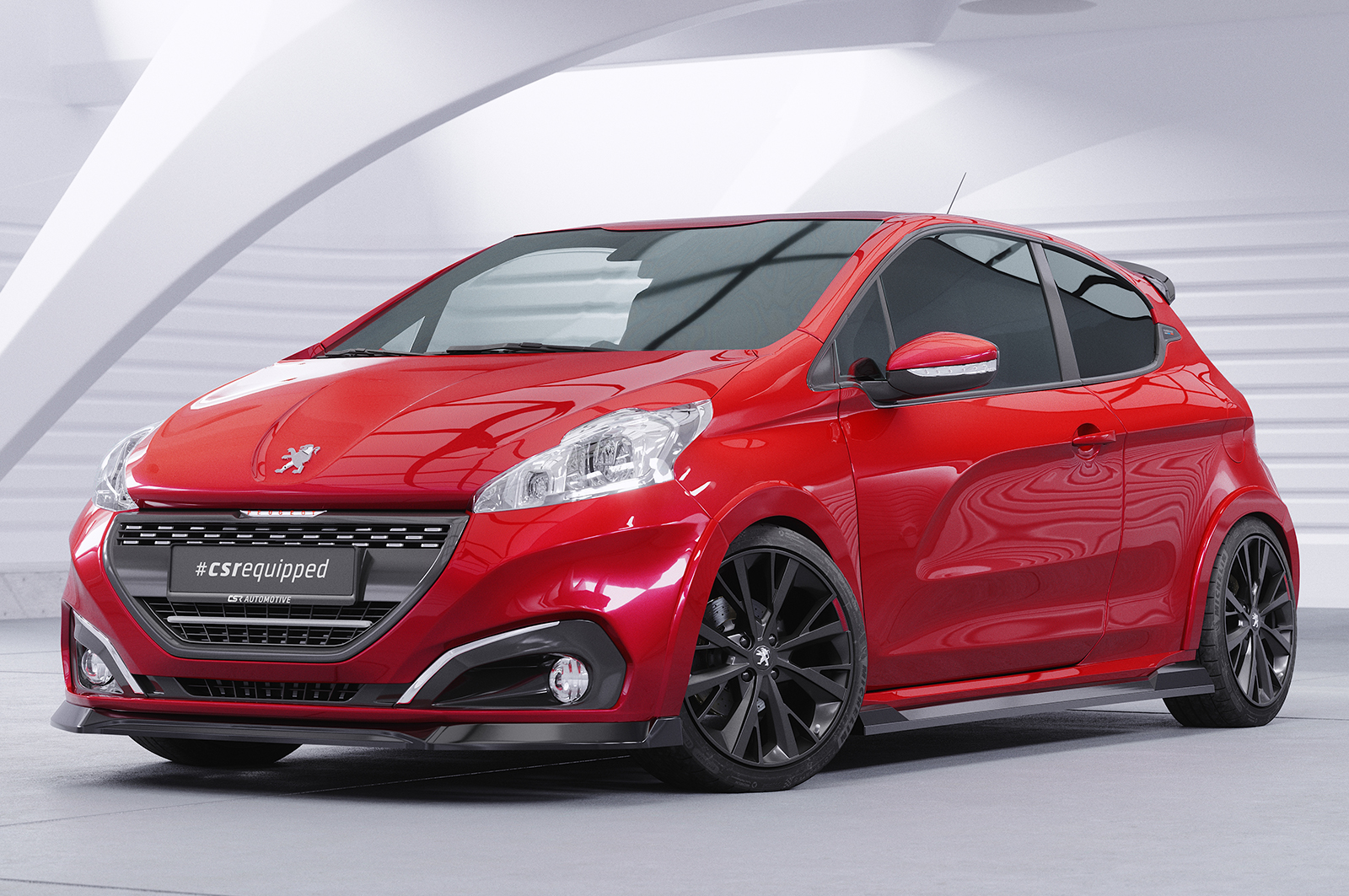 Lame de parechoc avant pour Peugeot 208 GTi (facelift) (10/2014-04/2018) - Fabriqué en ABS (6 finitions au choix)