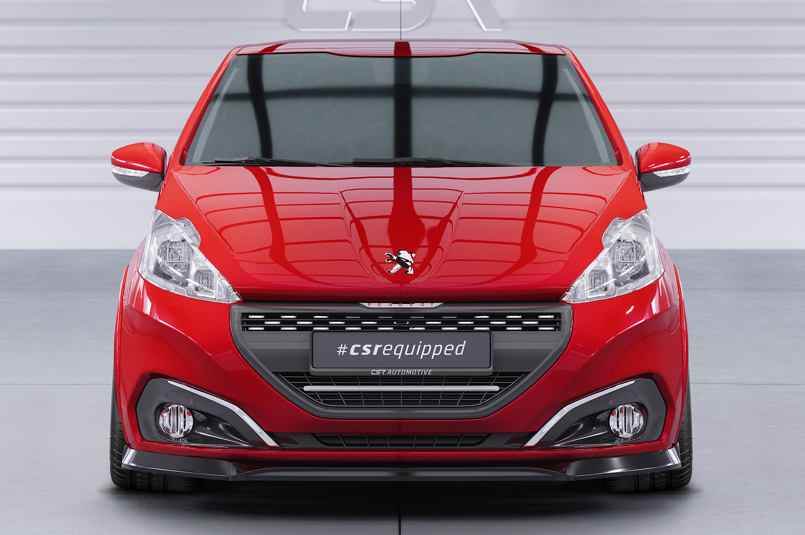 Lame de parechoc avant pour Peugeot 208 GTi (facelift) (10/2014-04/2018) - Fabriqué en ABS (6 finitions au choix)