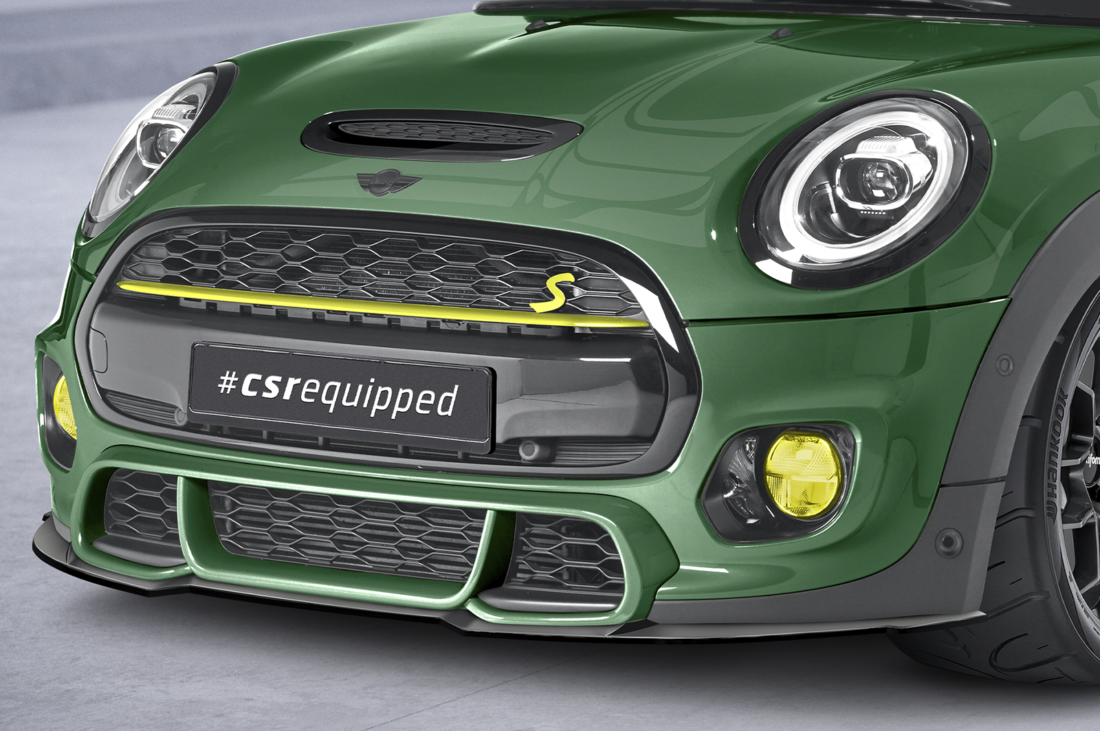 Lame de parechoc avant pour Mini F55 / F56 / F57 One / Cooper / Cooper S / JCW (1.facelift) - avec John Cooper Works Trim (2018-2021) - Fabriqué en ABS (6 finitions au choix)