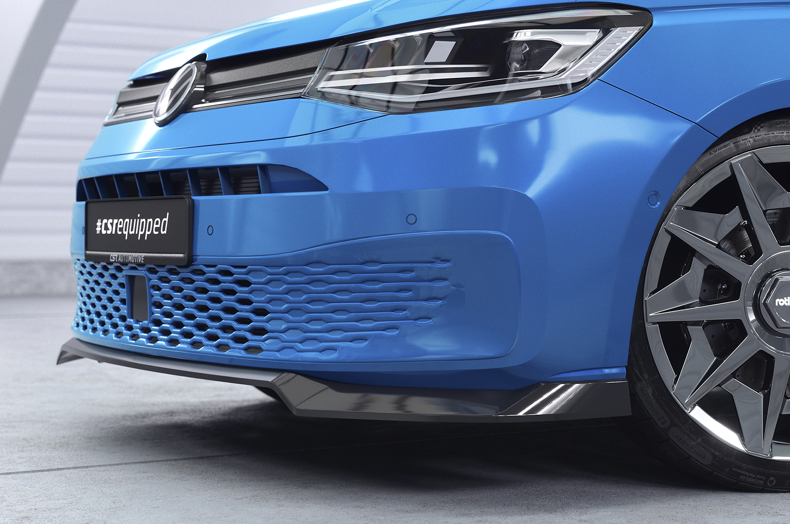 Lame de parechoc avant pour VW Caddy 5 (Typ SB) toutes carrosseries (depuis 2020) - Fabriqué en ABS (6 finitions au choix)