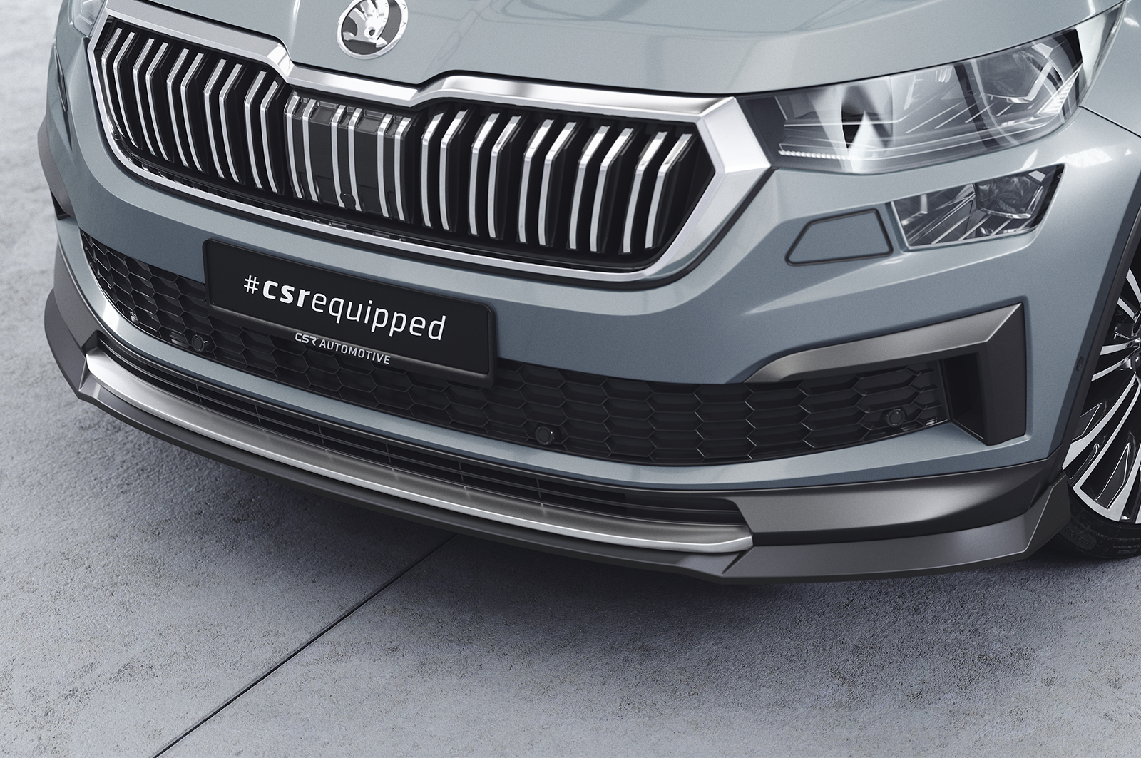 Lame de parechoc avant pour Skoda Kodiaq Active / Ambition / Style (facelift) (depuis 2021) - Fabriqué en ABS (6 finitions au choix)
