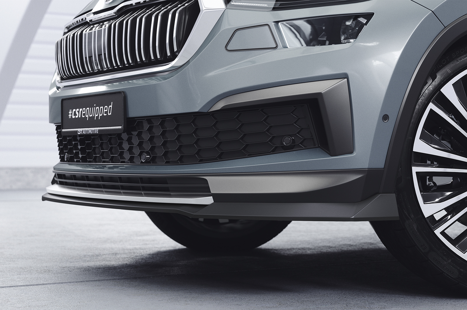 Lame de parechoc avant pour Skoda Kodiaq Active / Ambition / Style (facelift) (depuis 2021) - Fabriqué en ABS (6 finitions au choix)