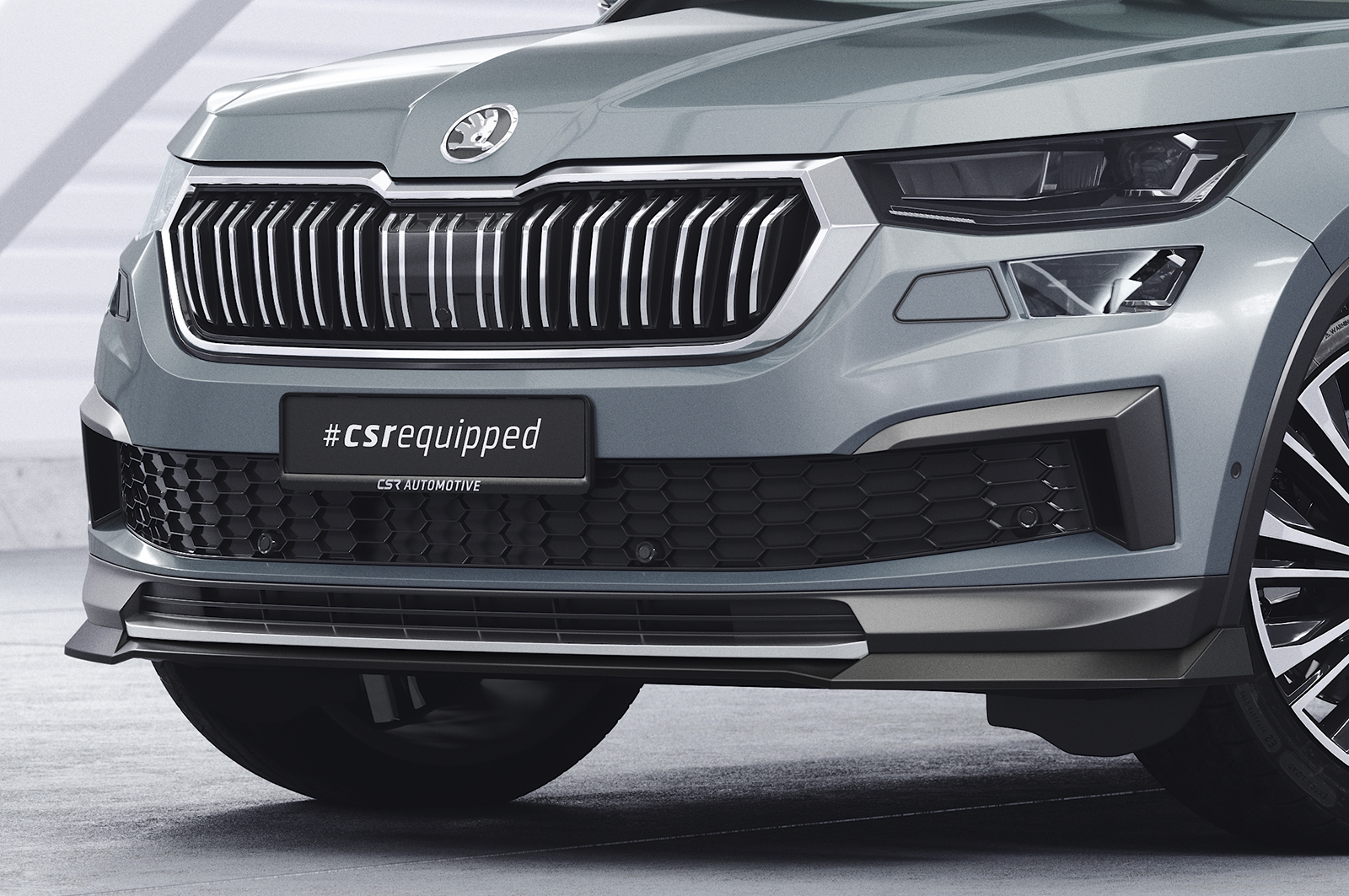 Lame de parechoc avant pour Skoda Kodiaq Active / Ambition / Style (facelift) (depuis 2021) - Fabriqué en ABS (6 finitions au choix)