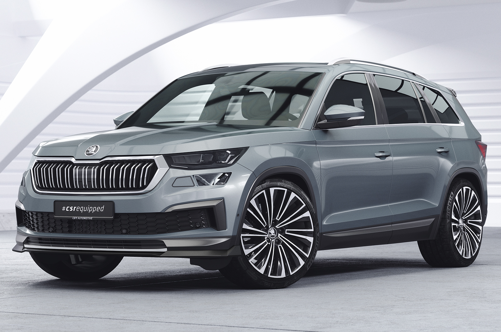 Lame de parechoc avant pour Skoda Kodiaq Active / Ambition / Style (facelift) (depuis 2021) - Fabriqué en ABS (6 finitions au choix)