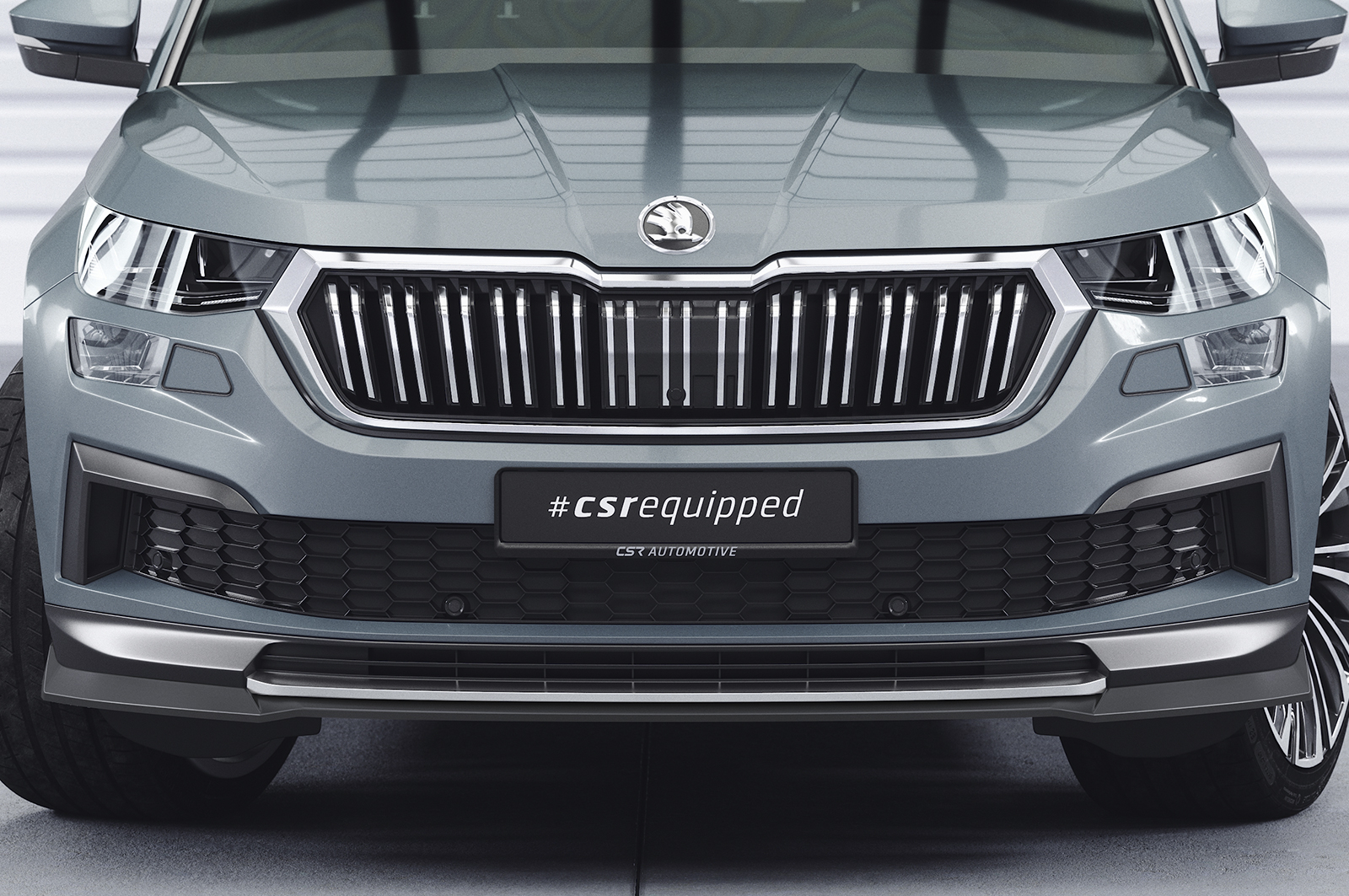 Lame de parechoc avant pour Skoda Kodiaq Active / Ambition / Style (facelift) (depuis 2021) - Fabriqué en ABS (6 finitions au choix)