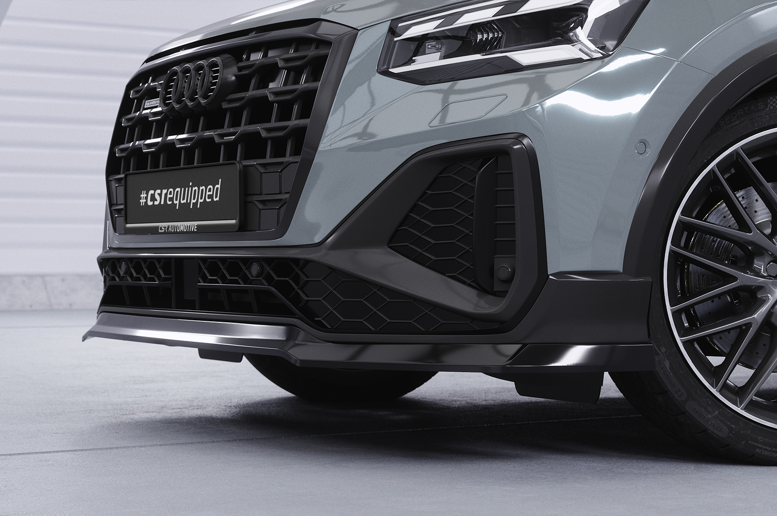 Lame de parechoc avant pour Audi Q2 (Typ GA) S-Line (facelift) (depuis 2020) - Fabriqué en ABS (6 finitions au choix)