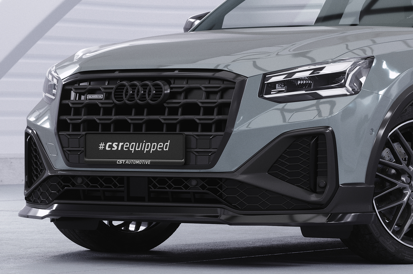 Lame de parechoc avant pour Audi Q2 (Typ GA) S-Line (facelift) (depuis 2020) - Fabriqué en ABS (6 finitions au choix)