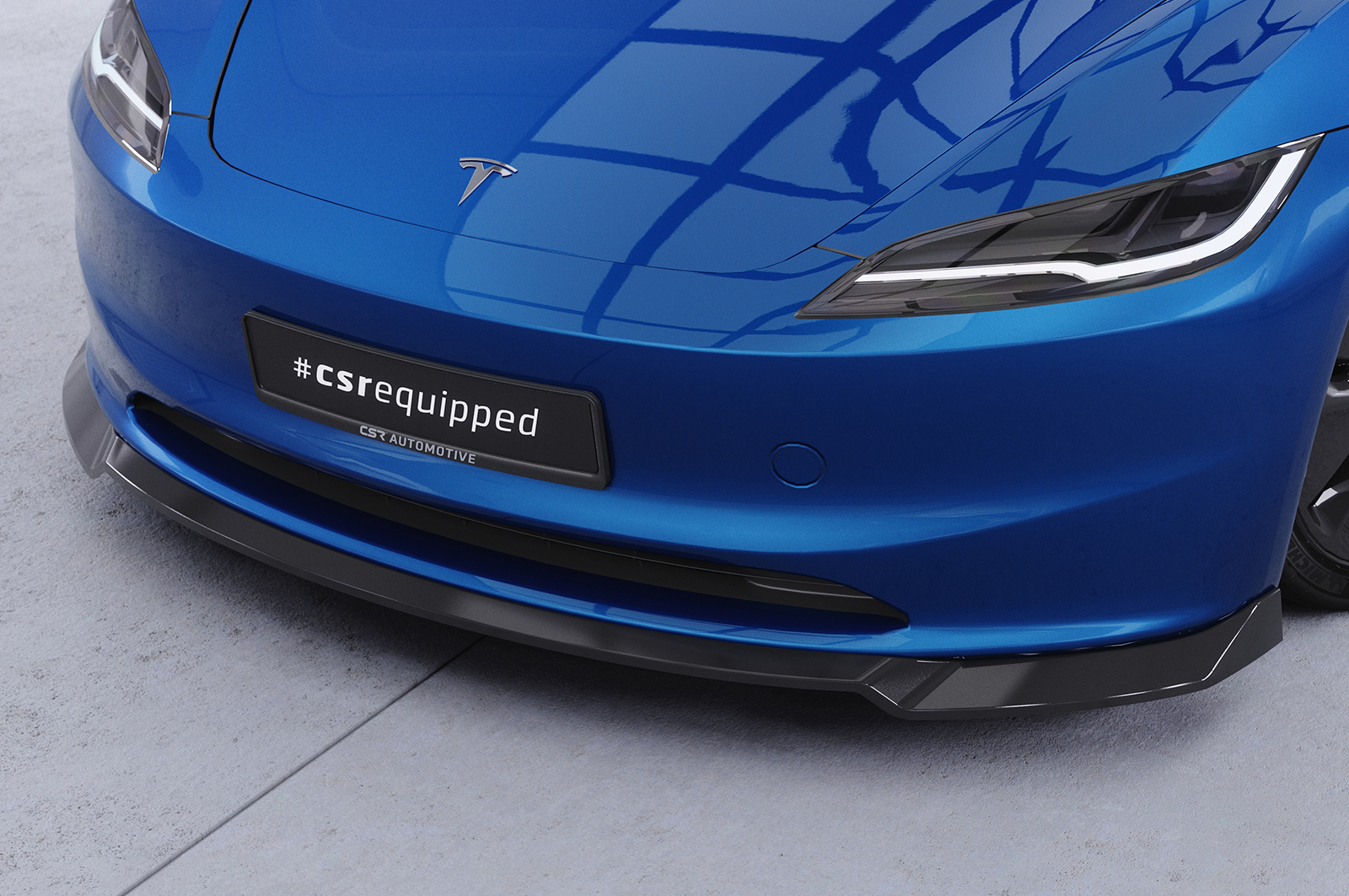 Lame de parechoc avant pour Tesla Model 3 toutes carrosseries (facelift) (depuis 09/2023) - Fabriqué en ABS (6 finitions au choix)