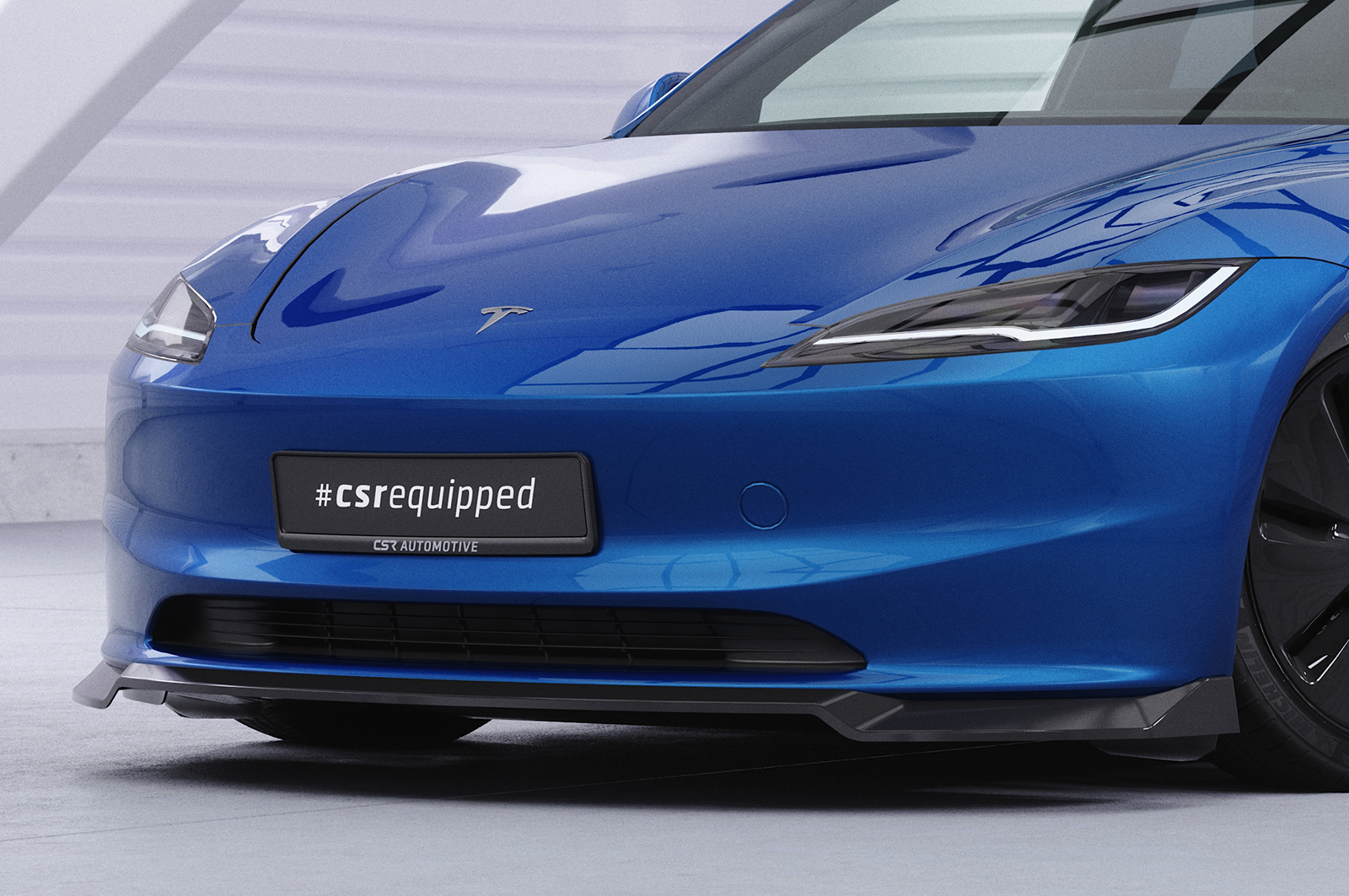Lame de parechoc avant pour Tesla Model 3 toutes carrosseries (facelift) (depuis 09/2023) - Fabriqué en ABS (6 finitions au choix)