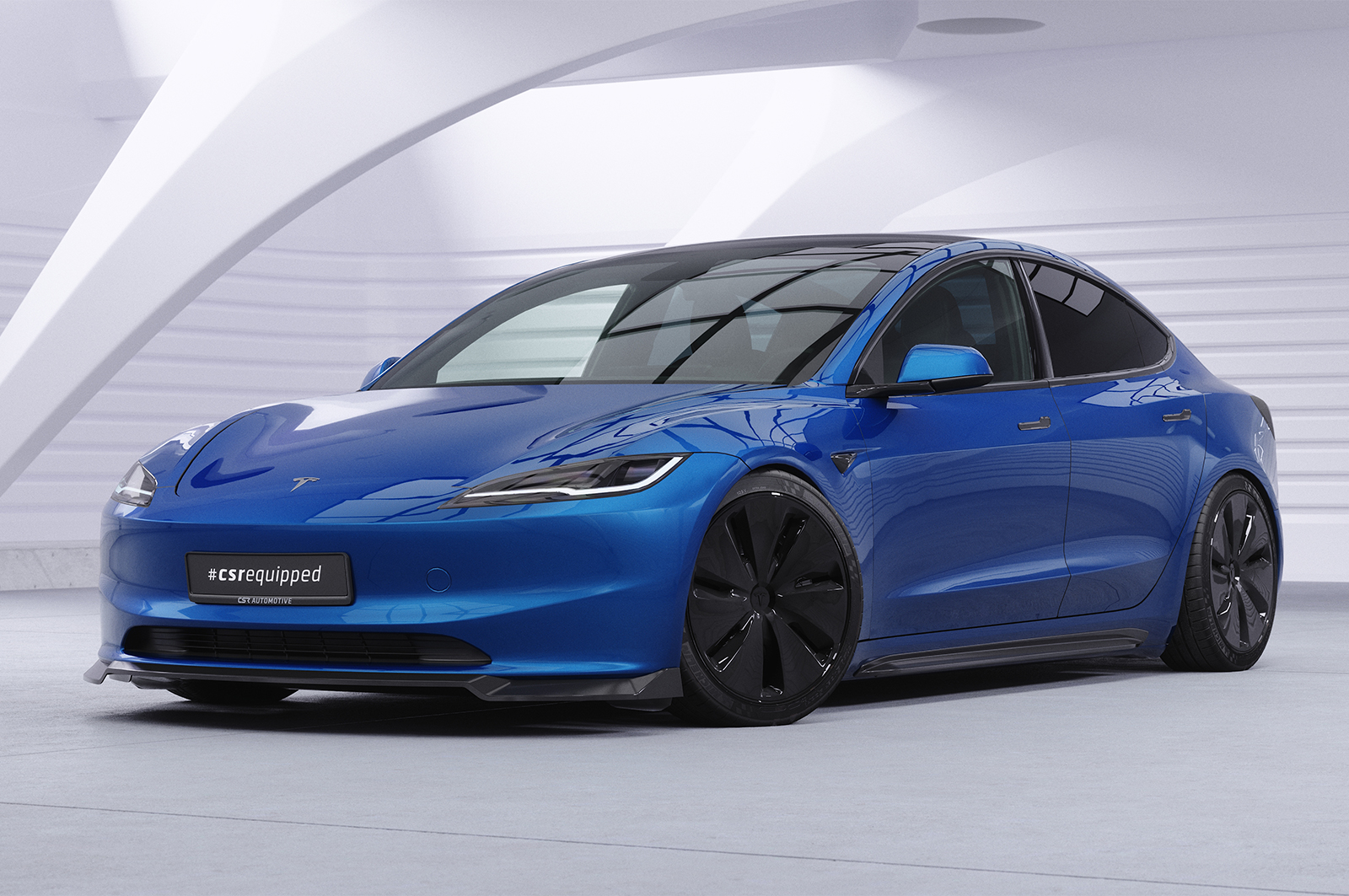 Lame de parechoc avant pour Tesla Model 3 toutes carrosseries (facelift) (depuis 09/2023) - Fabriqué en ABS (6 finitions au choix)