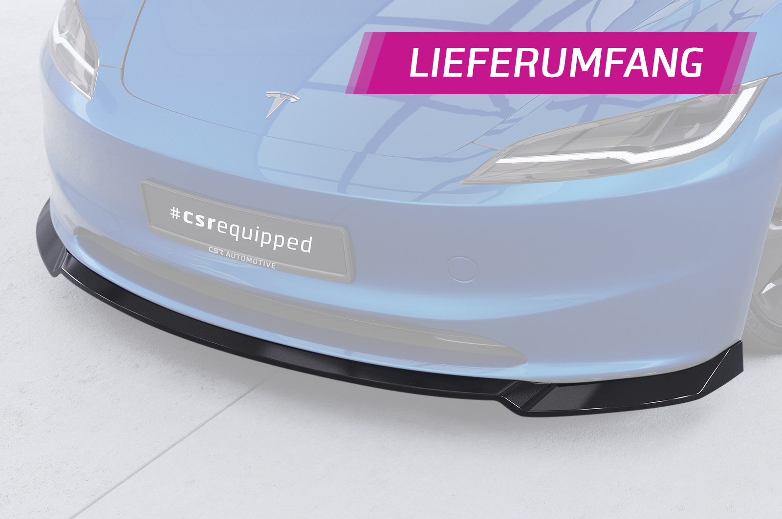 Lame de parechoc avant pour Tesla Model 3 toutes carrosseries (facelift) (depuis 09/2023) - Fabriqué en ABS (6 finitions au choix)