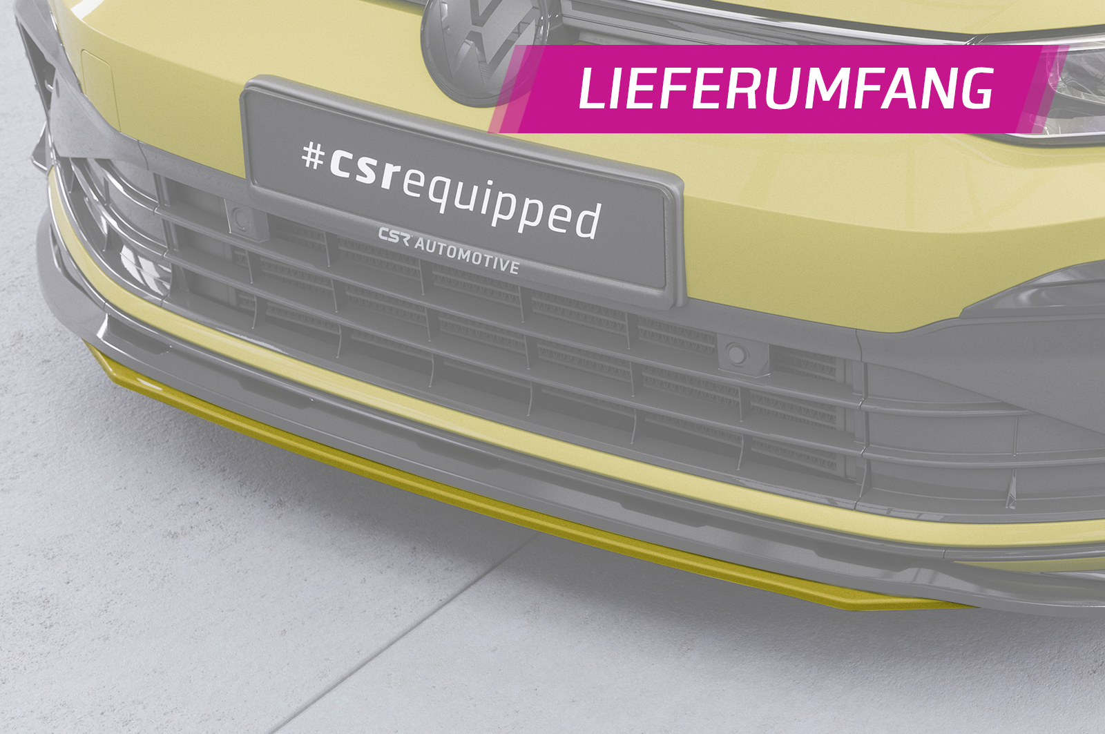 Lame de parechoc avant pour VW Golf 8 (Typ CD) GTI / GTD / GTE et R-Line (depuis 12/2019) - Fabriqué en ABS (6 finitions au choix)