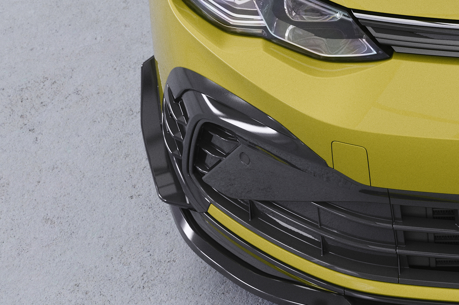 Ailettes latérales (la paire) pour VW Golf 8 (Typ CD) GTI / GTD / GTE et R-Line (depuis 12/2019) - Fabriqué en ABS (6 finitions au choix)