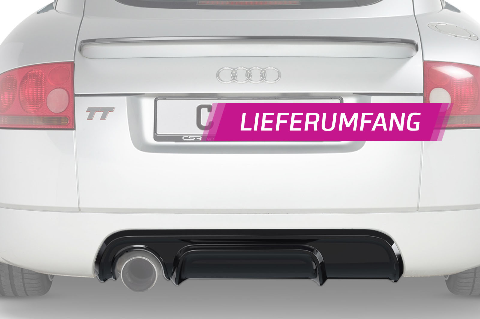 Diffuseur / Ajout de parechoc arrière pour Audi TT 8N toutes carrosseries avec Auspuff auf der Fahrerseite (1998-2006) - Fabriqué en ABS (6 finitions au choix)