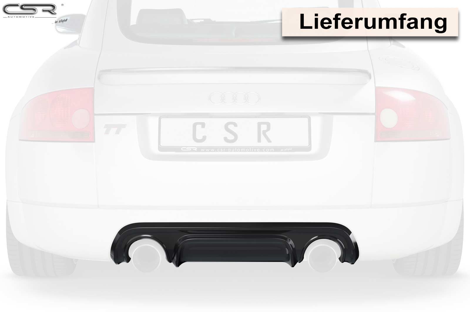 Diffuseur / Ajout de parechoc arrière pour Audi TT 8N toutes carrosseries avec Auspuff links et rechts (1998-2006) - Fabriqué en ABS (6 finitions au choix)