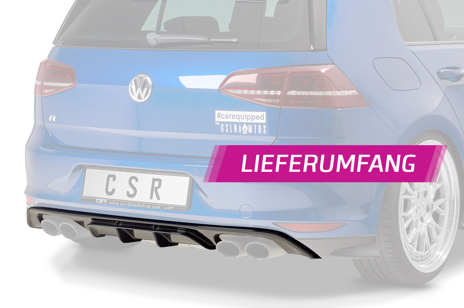 Diffuseur / Ajout de parechoc arrière pour VW Golf 7 (Typ AU) R / R-Line / préfacelift (11/2013-02/2017) - Fabriqué en ABS (6 finitions au choix)