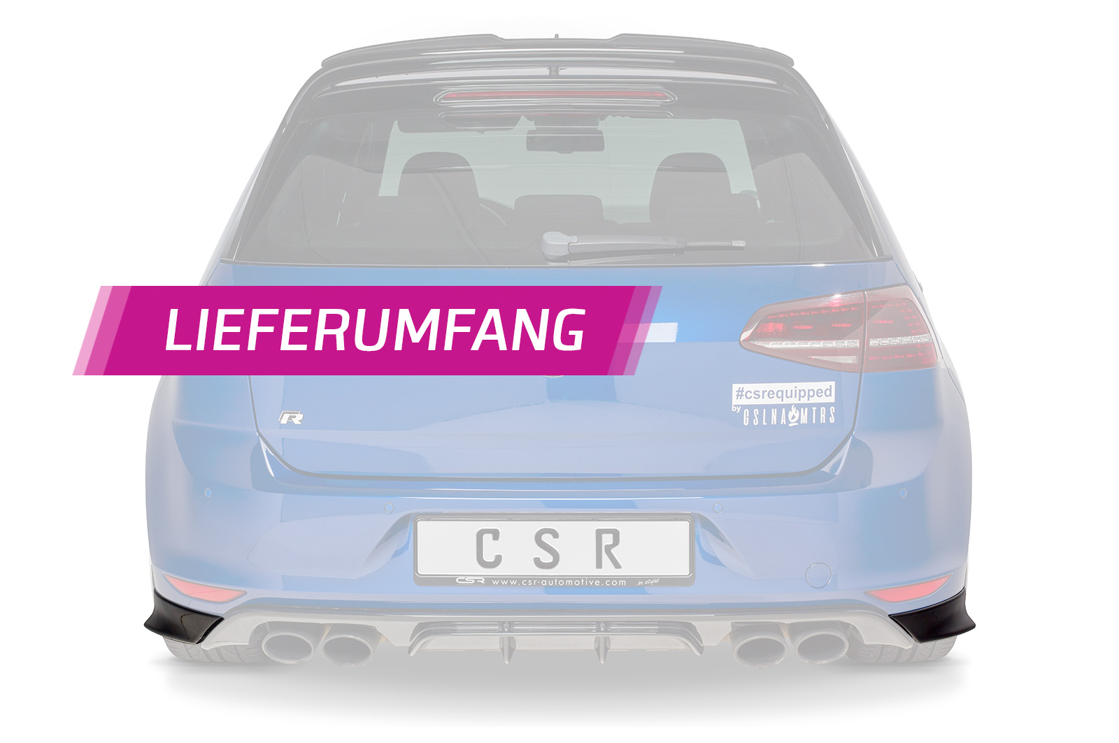 Diffuseur / Ajout de parechoc arrière pour VW Golf 7 (Typ AU) R / R-Line / préfacelift (11/2013-02/2017) - Fabriqué en ABS (6 finitions au choix)
