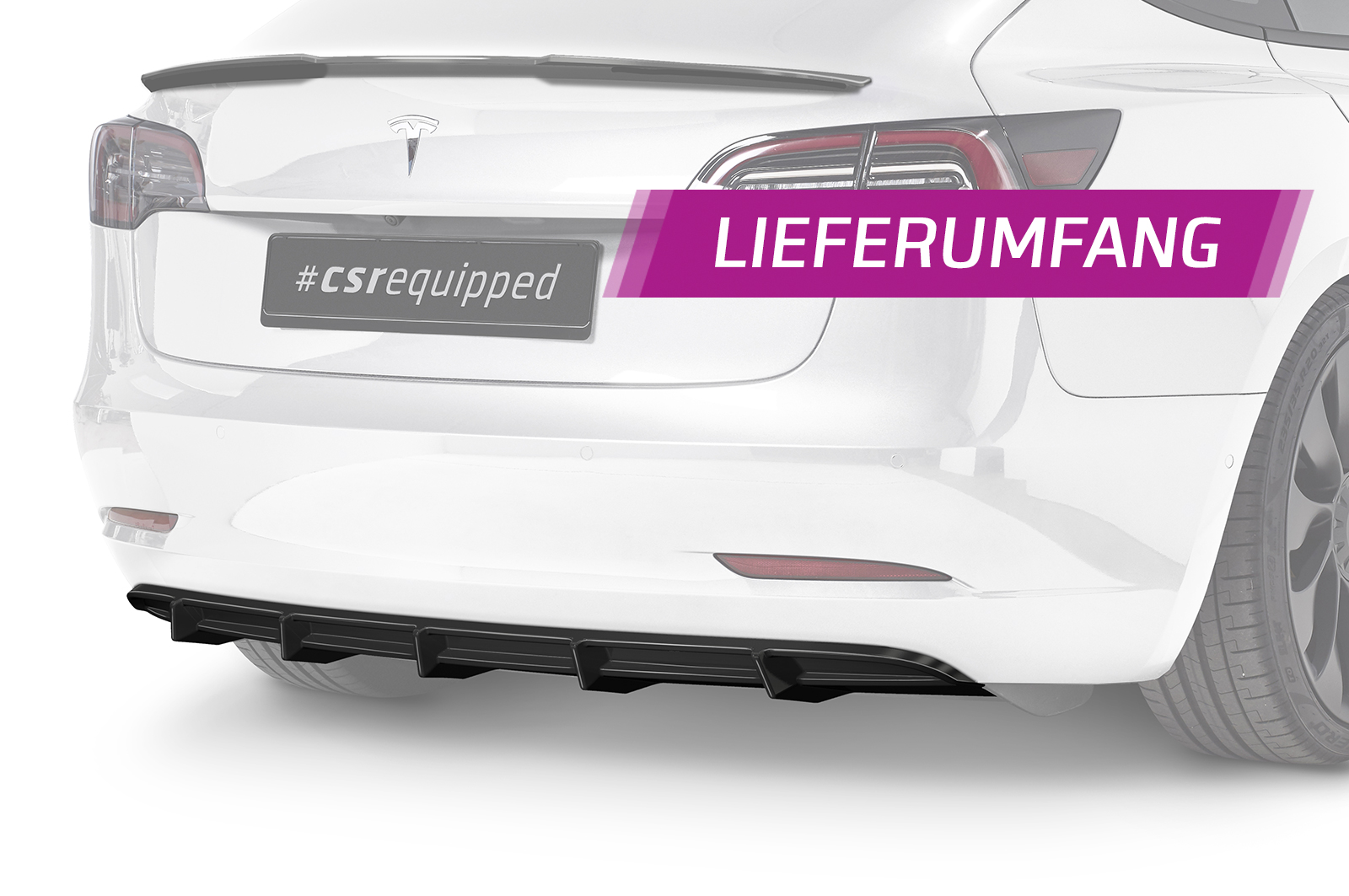 Diffuseur / Ajout de parechoc arrière pour Tesla Model 3 toutes carrosseries (depuis 2017) - Fabriqué en ABS (6 finitions au choix)