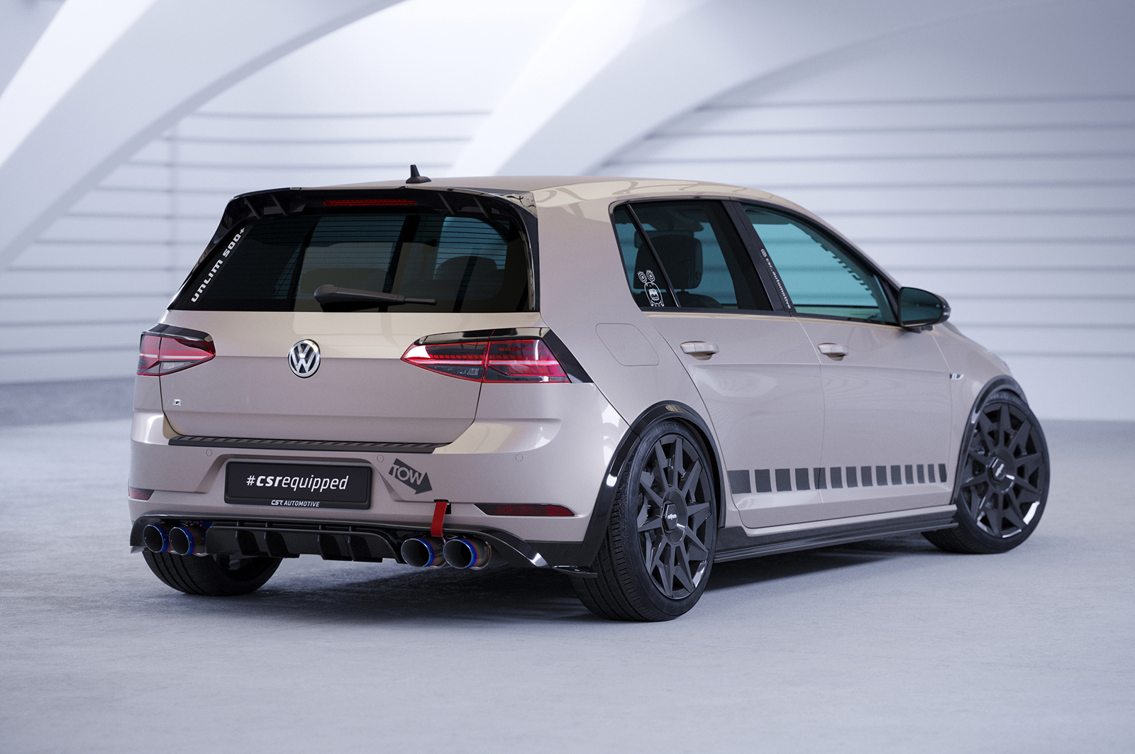Diffuseur / Ajout de parechoc arrière pour VW Golf 7 (Typ AU) R (facelift) (2017-2019) - Fabriqué en ABS (6 finitions au choix)