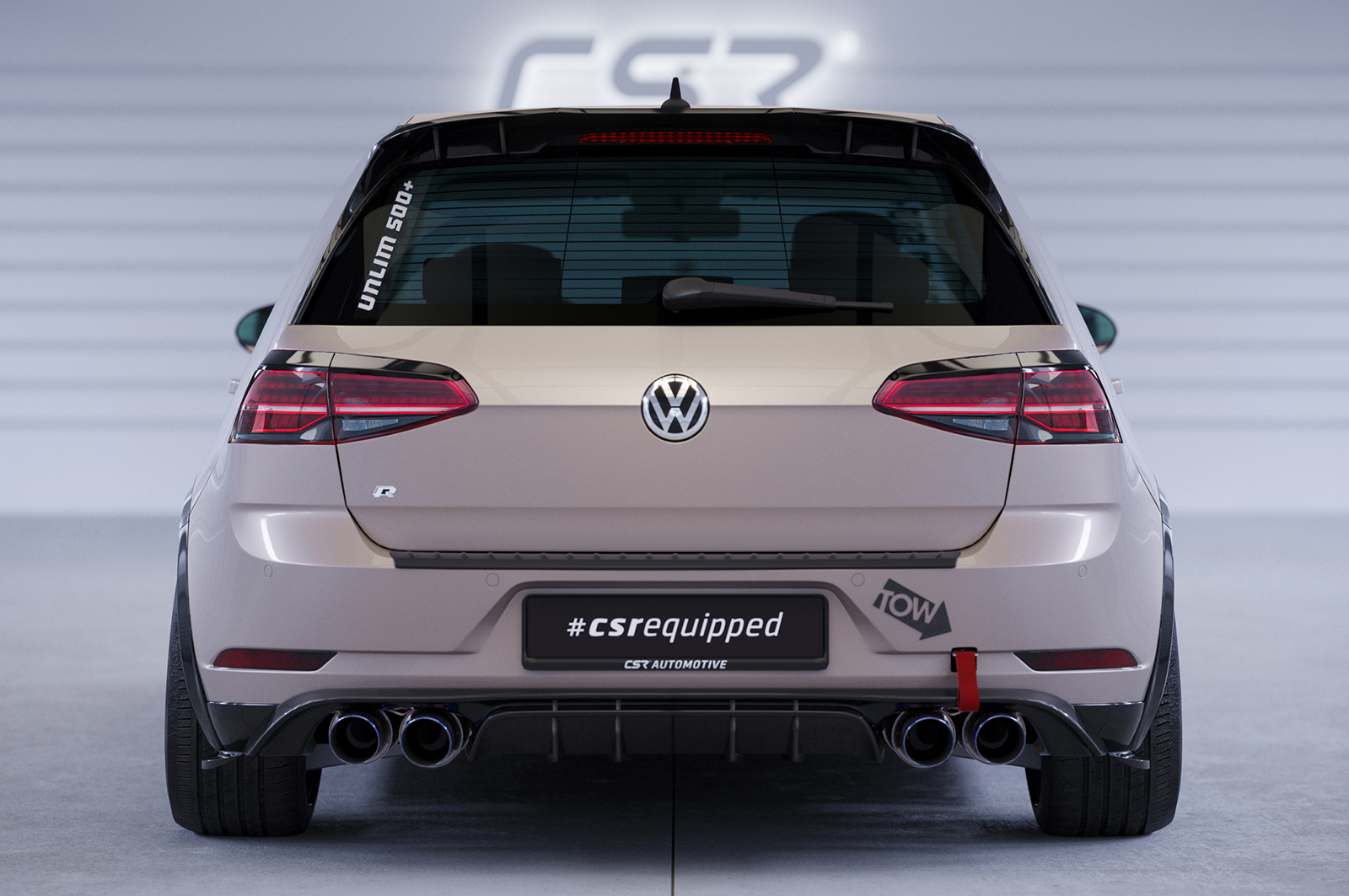 Diffuseur / Ajout de parechoc arrière pour VW Golf 7 (Typ AU) R (facelift) (2017-2019) - Fabriqué en ABS (6 finitions au choix)