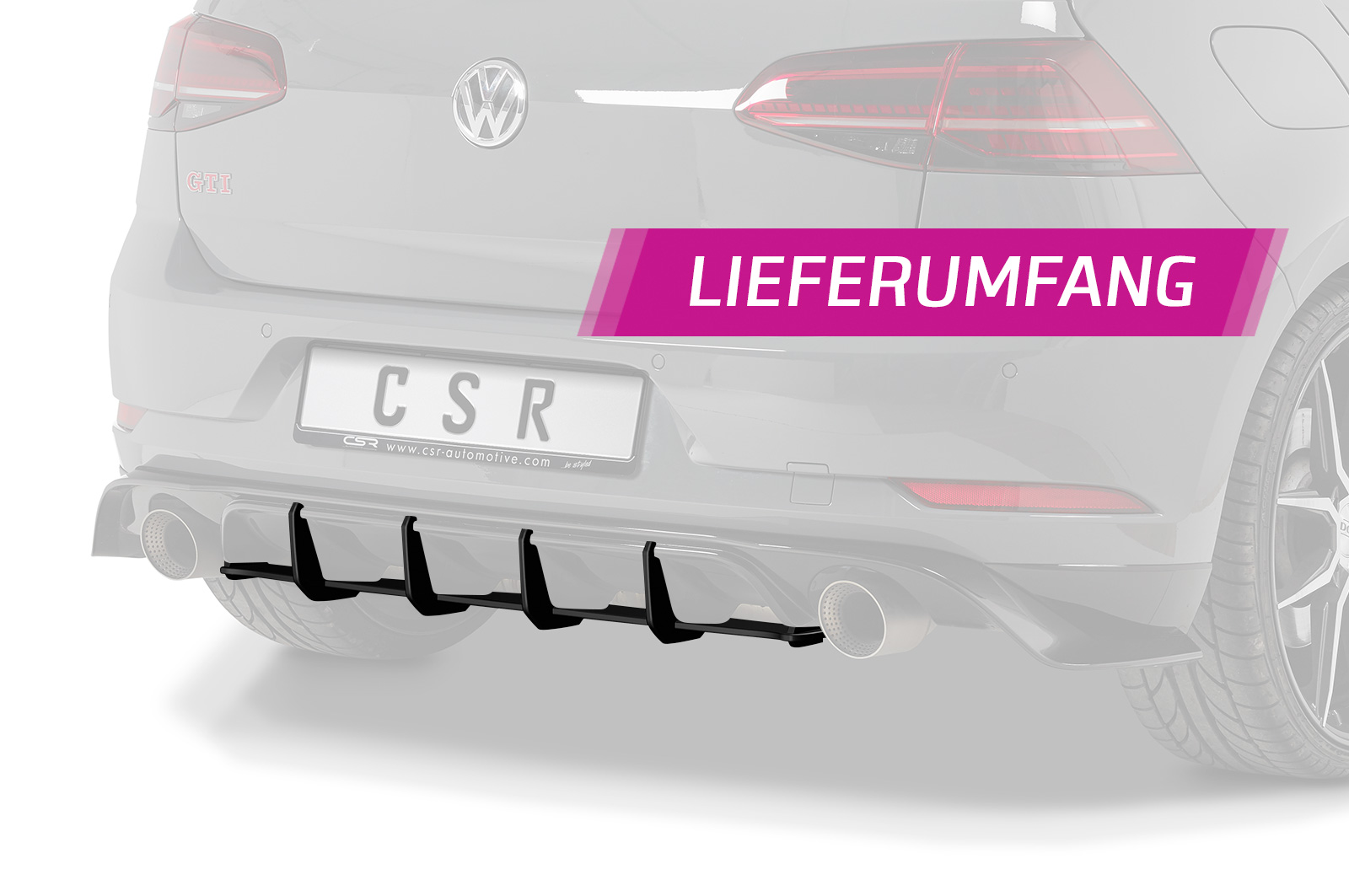 Diffuseur / Ajout de parechoc arrière pour VW Golf 7 (Typ AU) GTI TCR (2019-2021) - Fabriqué en ABS 10mm (à peindre ou polir)
