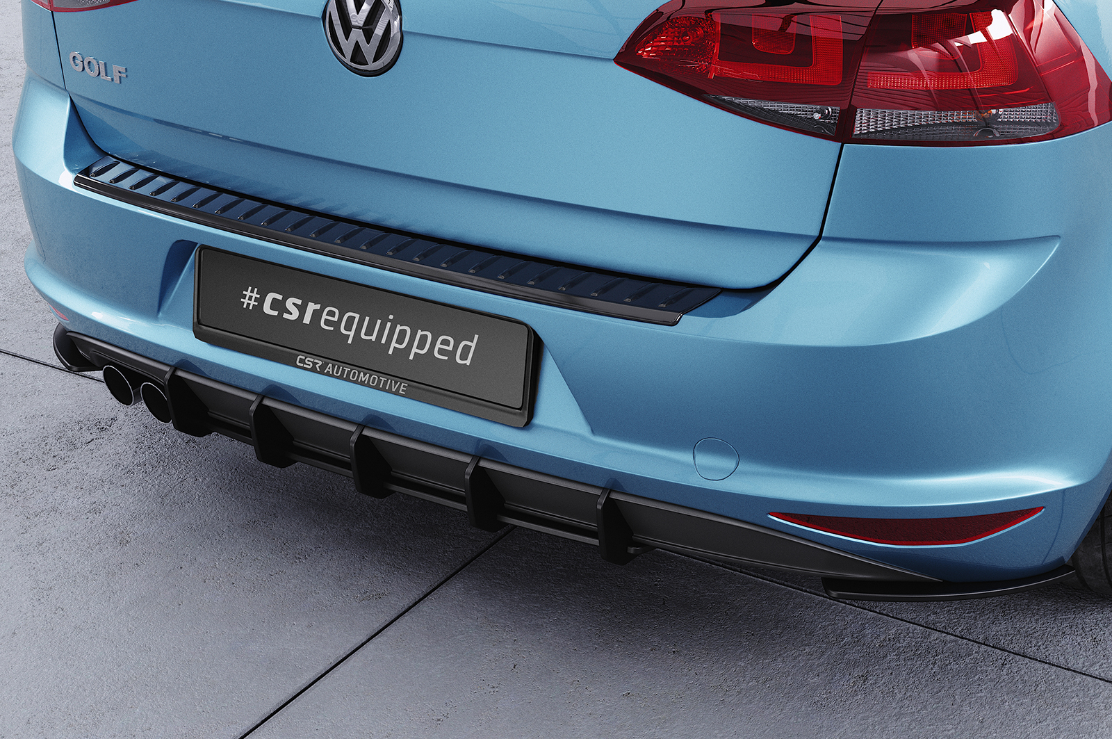 Diffuseur / Ajout de parechoc arrière pour VW Golf 7 (Typ AU) finition de base (08/2012-02/2017) - Fabriqué en ABS 10mm (à peindre ou polir)