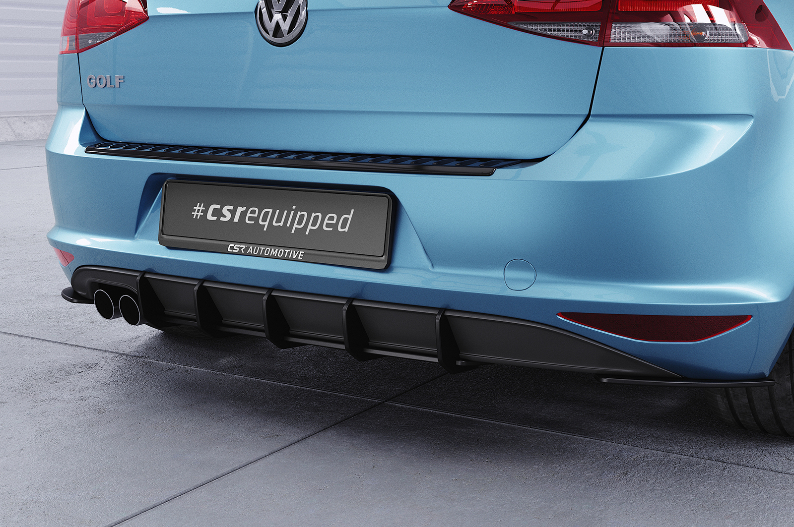 Diffuseur / Ajout de parechoc arrière pour VW Golf 7 (Typ AU) finition de base (08/2012-02/2017) - Fabriqué en ABS 10mm (à peindre ou polir)