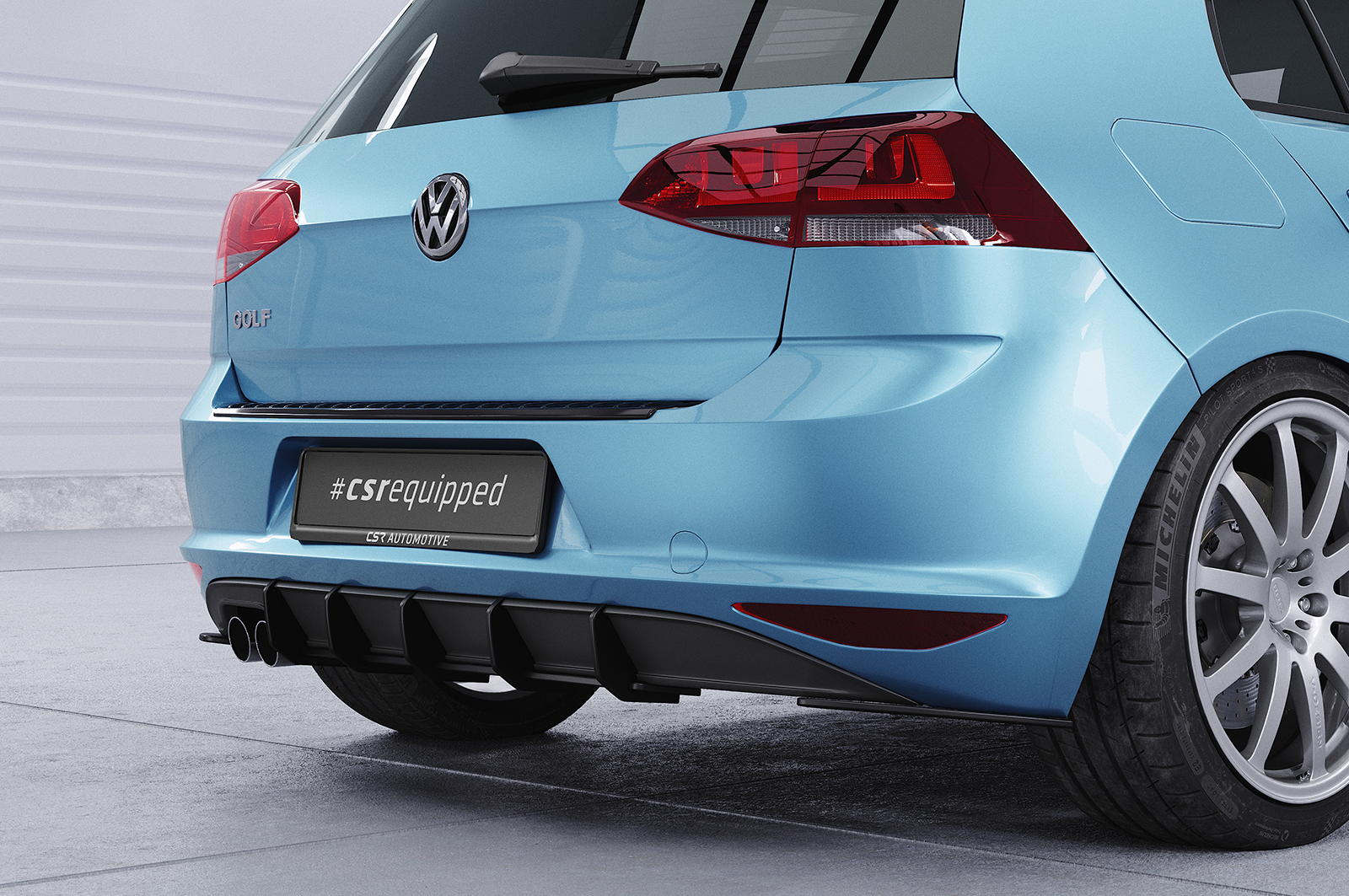 Diffuseur / Ajout de parechoc arrière pour VW Golf 7 (Typ AU) finition de base (08/2012-02/2017) - Fabriqué en ABS 10mm (à peindre ou polir)