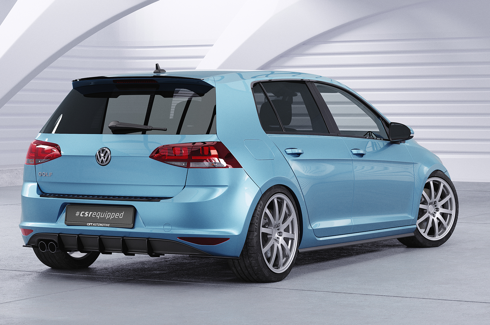 Diffuseur / Ajout de parechoc arrière pour VW Golf 7 (Typ AU) finition de base (08/2012-02/2017) - Fabriqué en ABS 10mm (à peindre ou polir)