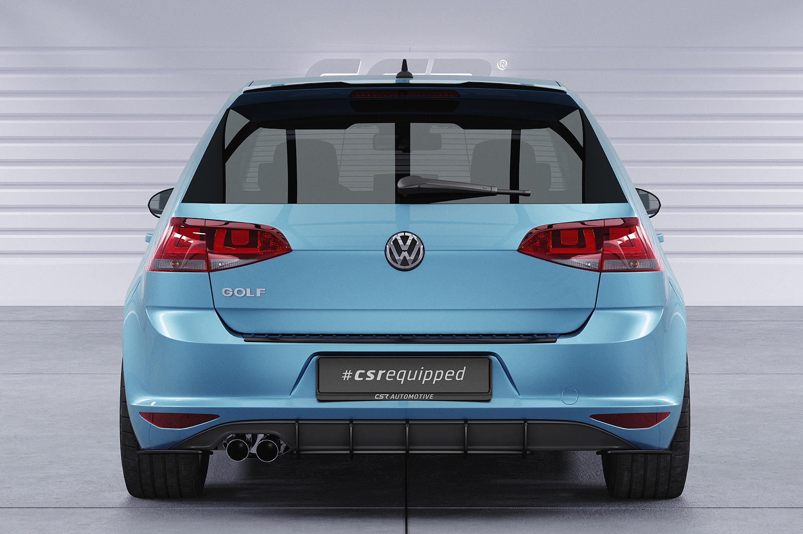 Diffuseur / Ajout de parechoc arrière pour VW Golf 7 (Typ AU) finition de base (08/2012-02/2017) - Fabriqué en ABS 10mm (à peindre ou polir)