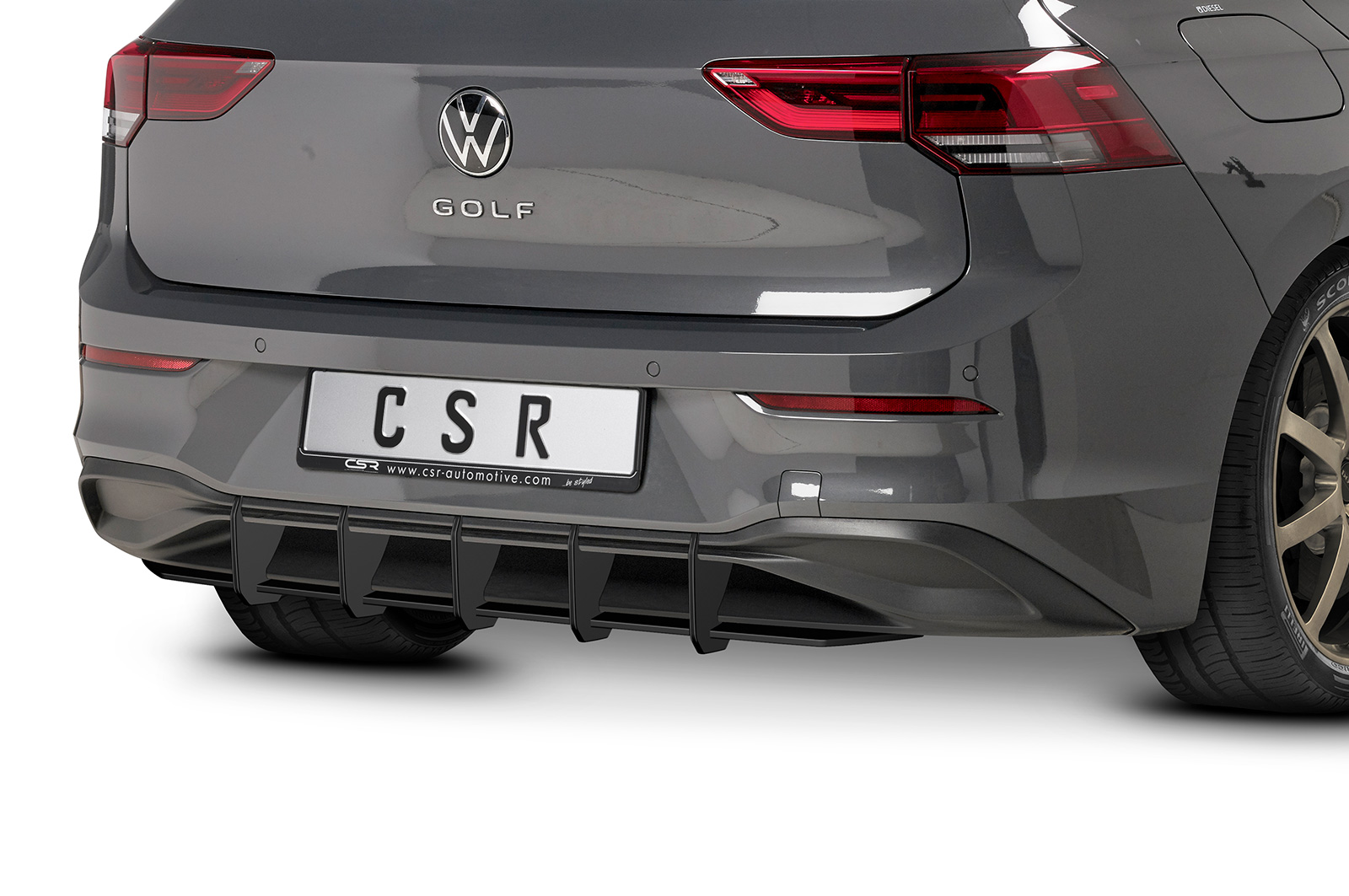 Diffuseur / Ajout de parechoc arrière pour VW Golf 8 (Typ CD) Style / Active (depuis 2020) - Fabriqué en ABS 10mm (à peindre ou polir)