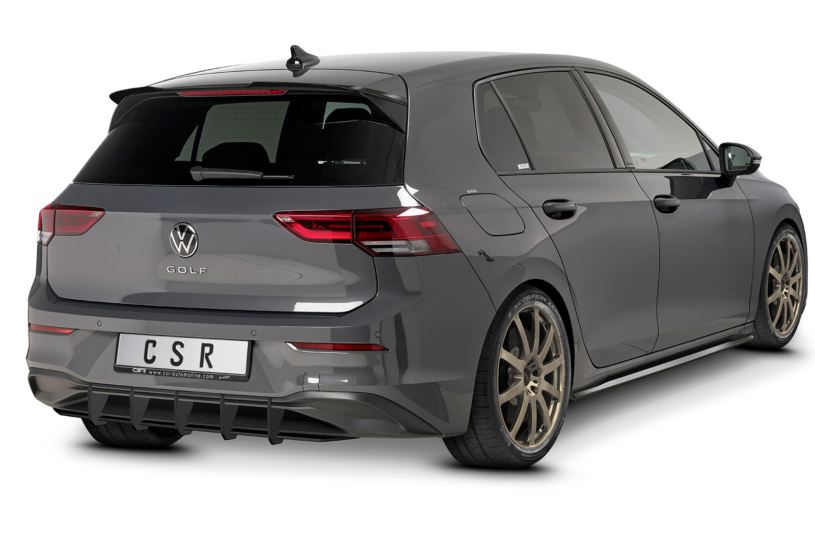 Diffuseur / Ajout de parechoc arrière pour VW Golf 8 (Typ CD) Style / Active (depuis 2020) - Fabriqué en ABS 10mm (à peindre ou polir)