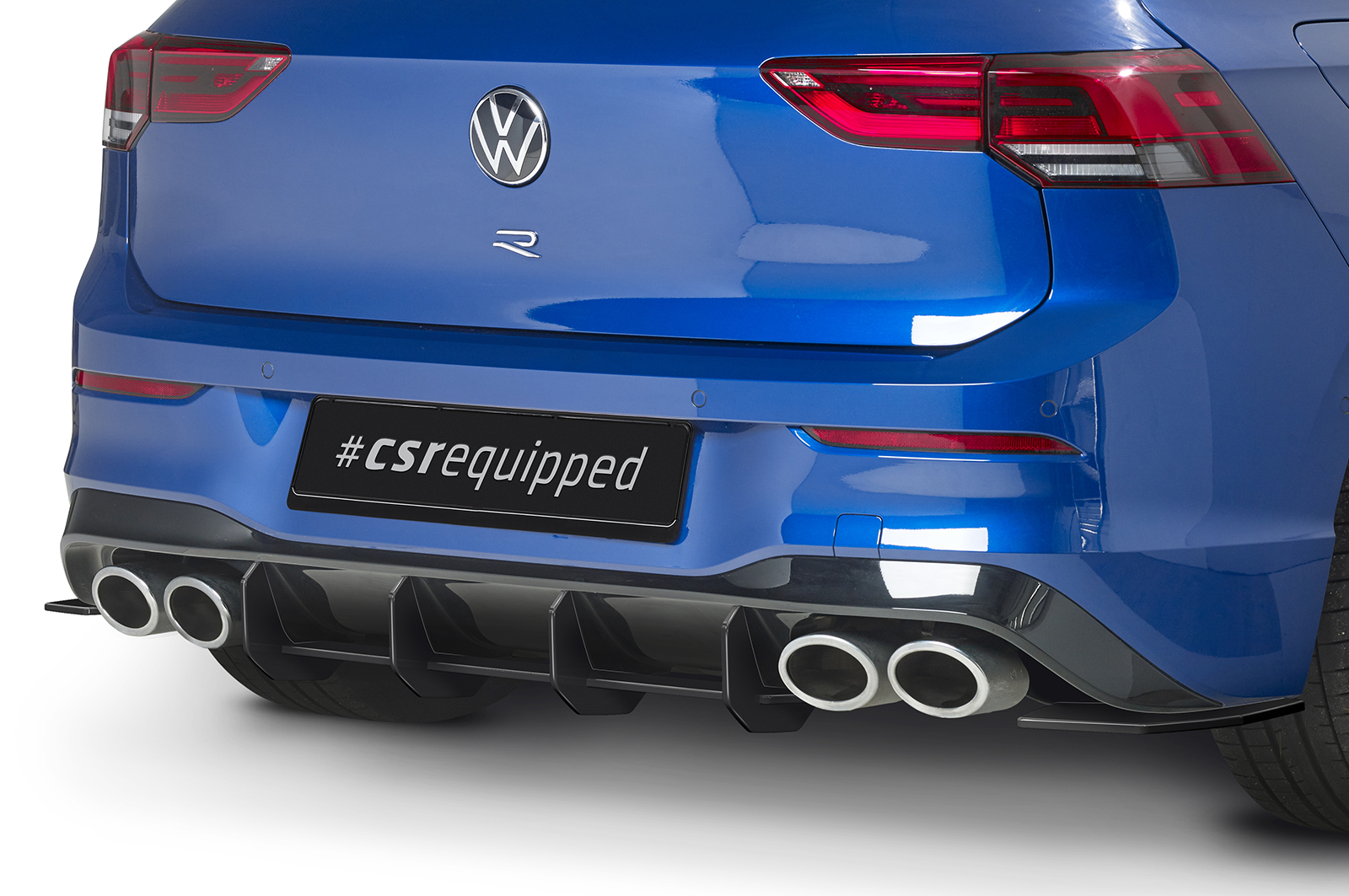 Diffuseur / Ajout de parechoc arrière pour VW Golf 8 (Typ CD) R (depuis 2020) - Fabriqué en ABS 10mm (à peindre ou polir)
