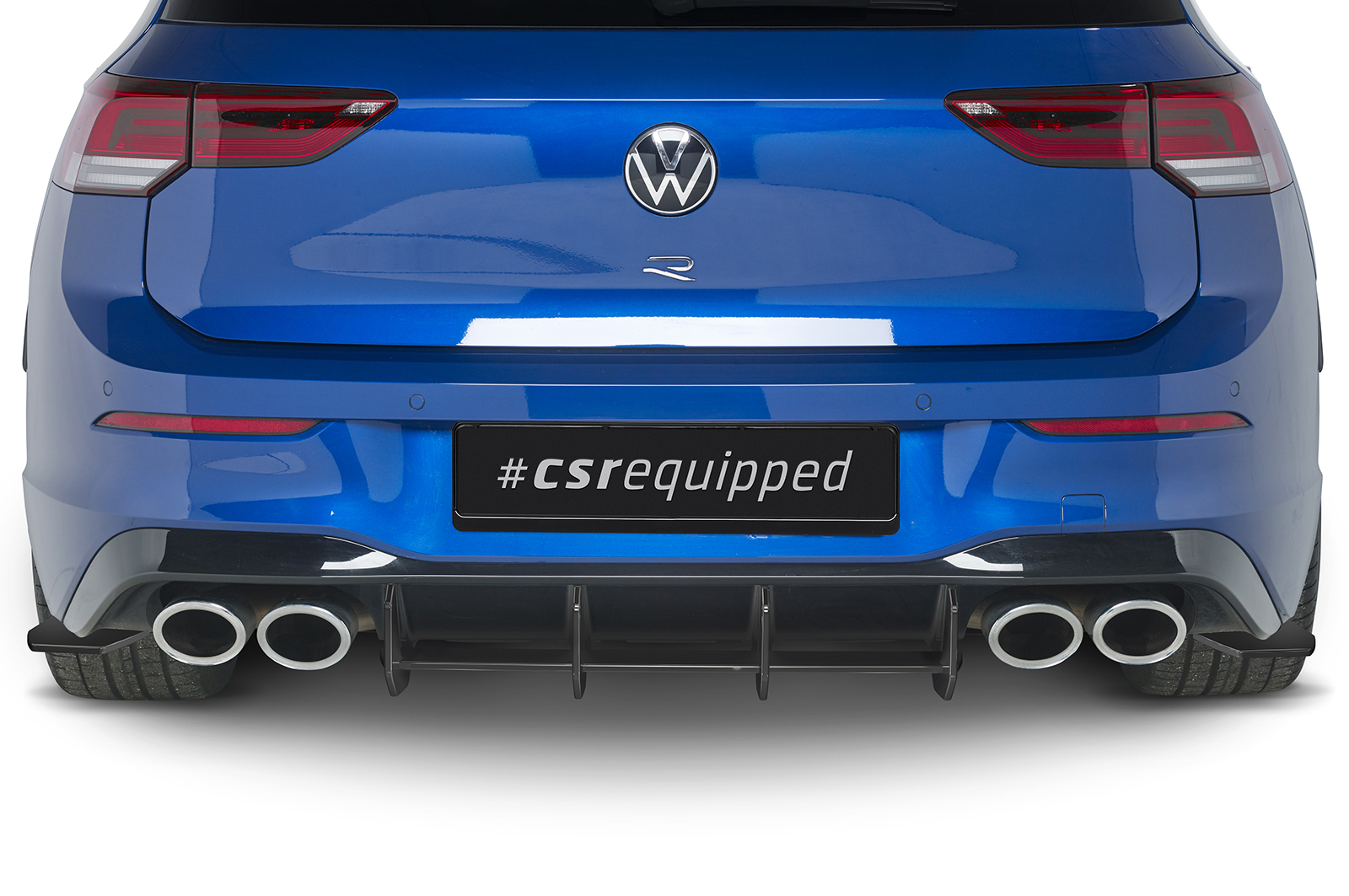 Diffuseur / Ajout de parechoc arrière pour VW Golf 8 (Typ CD) R (depuis 2020) - Fabriqué en ABS 10mm (à peindre ou polir)