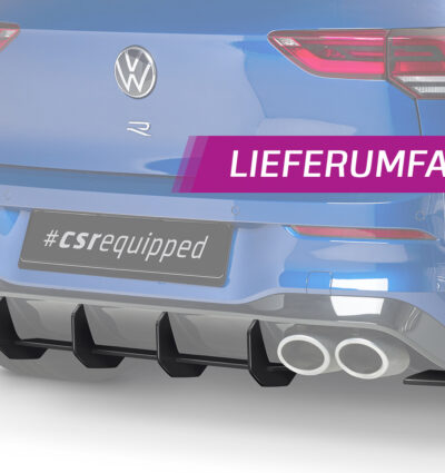 Diffuseur / Ajout de parechoc arrière pour VW Golf 8 (Typ CD) R (depuis 2020) - Fabriqué en ABS 10mm (à peindre ou polir)