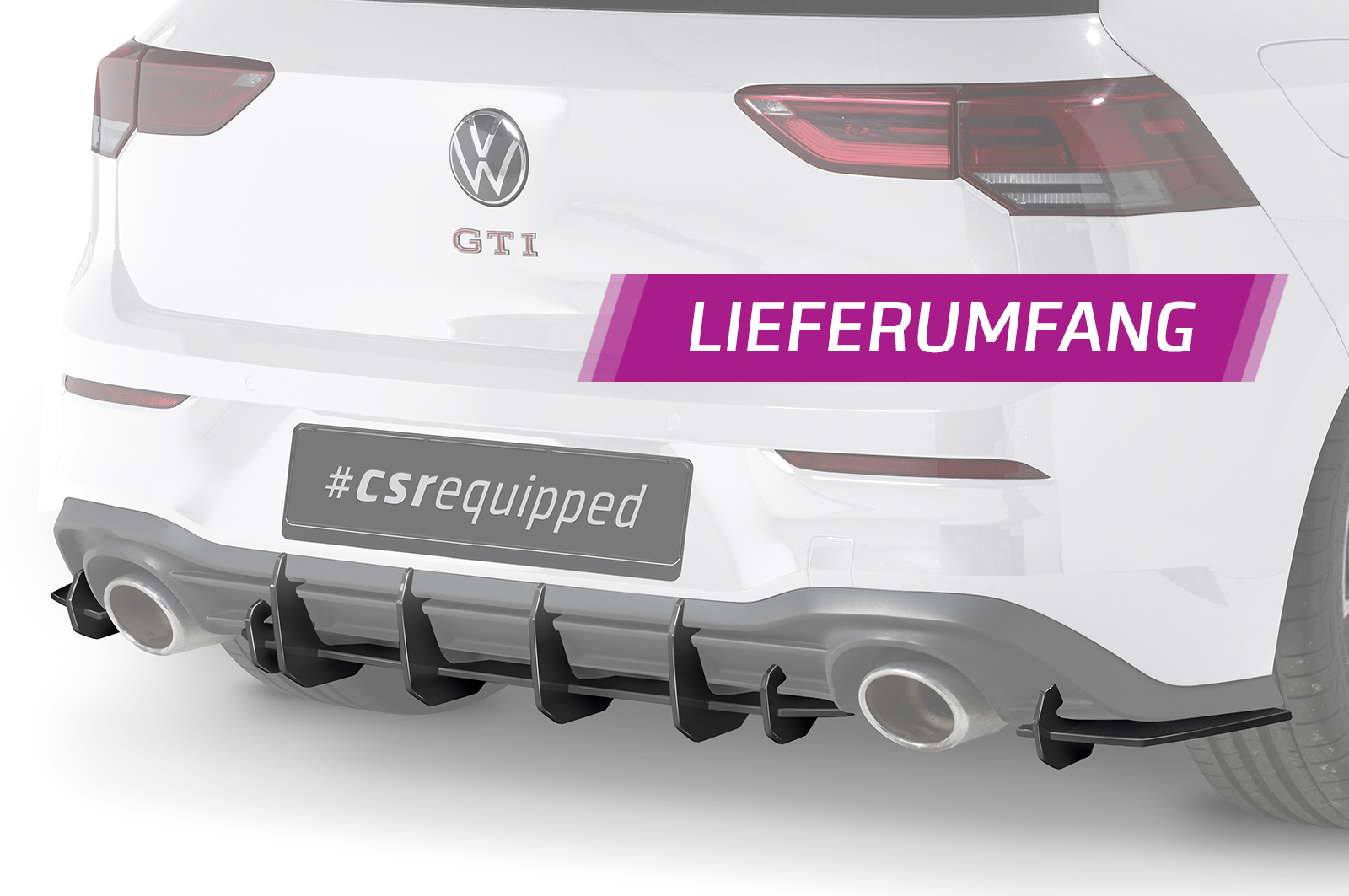 Diffuseur / Ajout de parechoc arrière pour VW Golf 8 (Typ CD) GTI Clubsport (depuis 2020) - Fabriqué en ABS 10mm (à peindre ou polir)