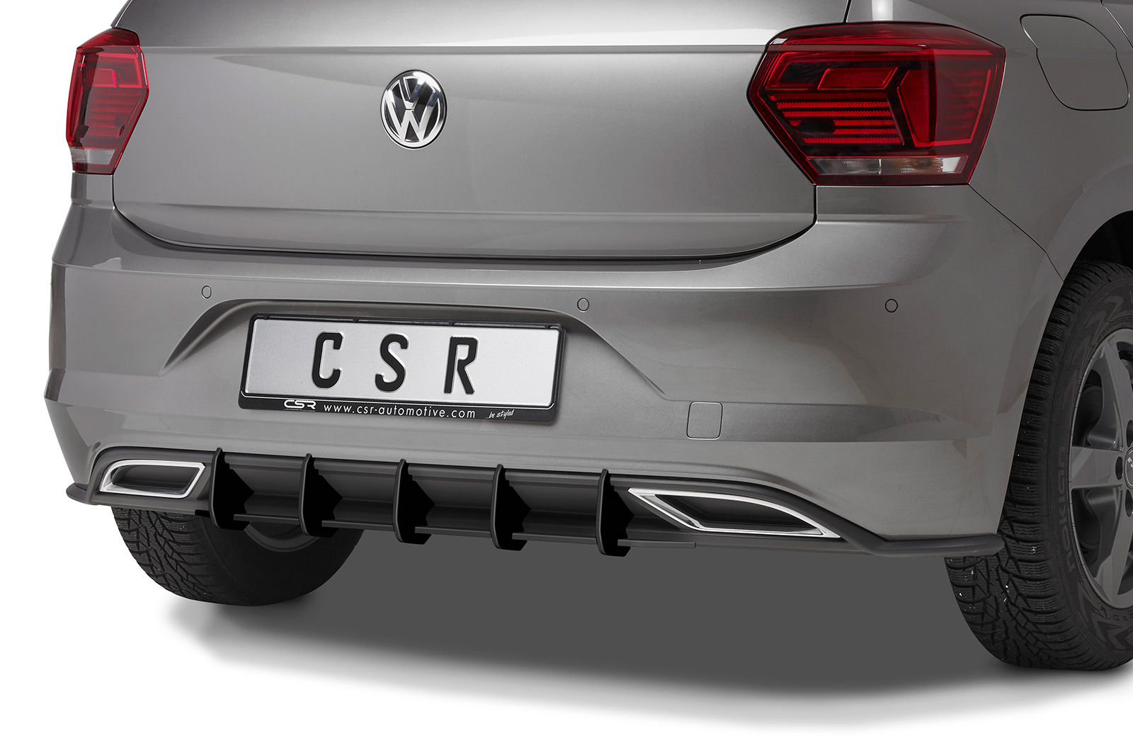 Diffuseur / Ajout de parechoc arrière pour VW Polo 6 2G (Typ AW) R-Line (2017-2020) - Fabriqué en ABS 10mm (à peindre ou polir)