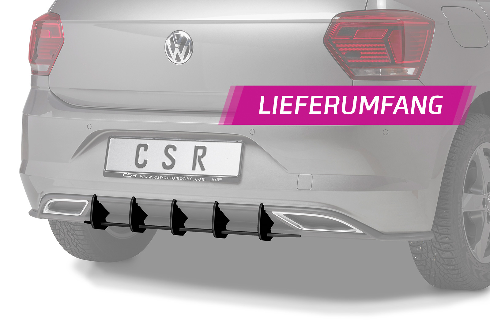 Diffuseur / Ajout de parechoc arrière pour VW Polo 6 2G (Typ AW) R-Line (2017-2020) - Fabriqué en ABS 10mm (à peindre ou polir)